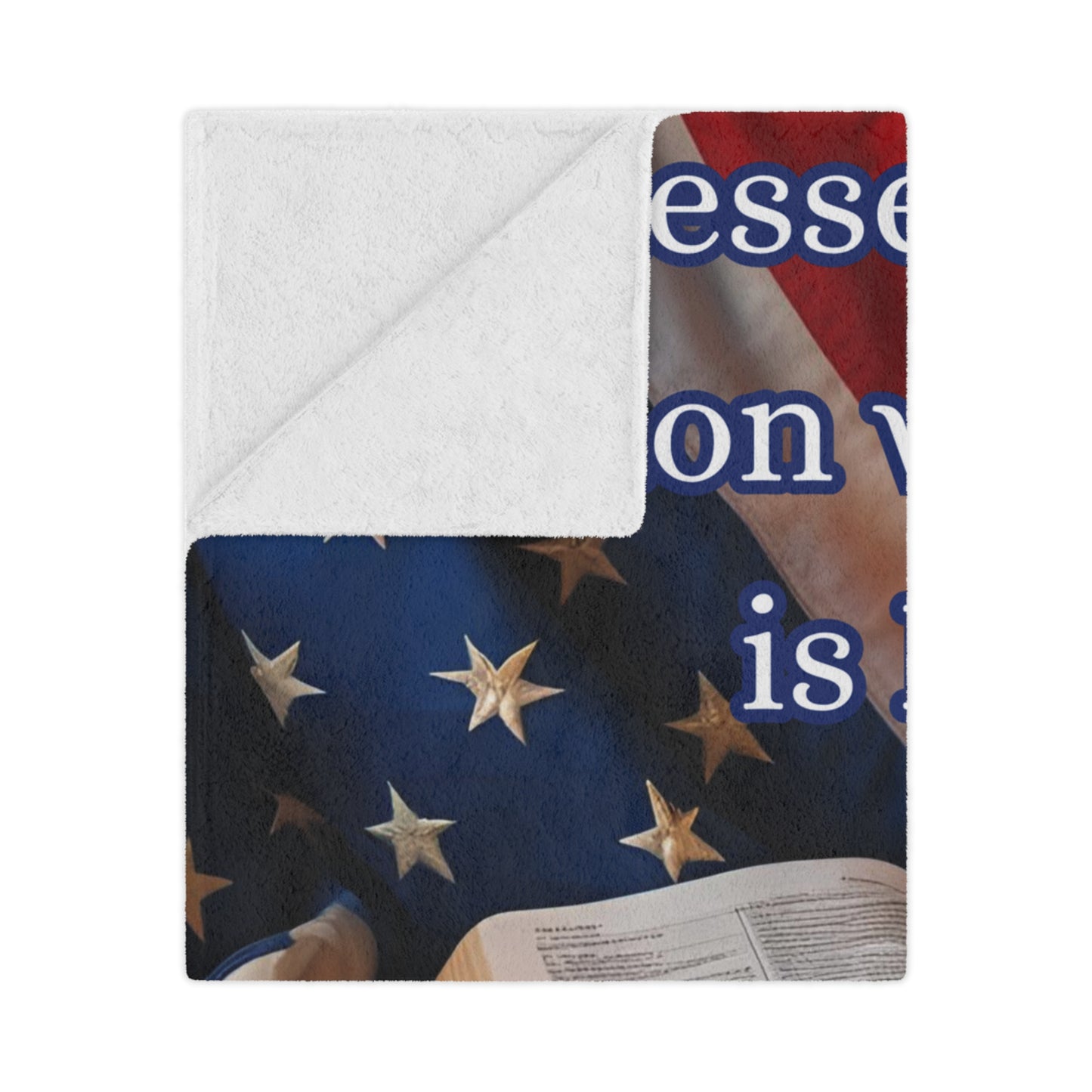 Patriotic Minky Blanket – "Blessed is the Nation Who's God is Lord"
