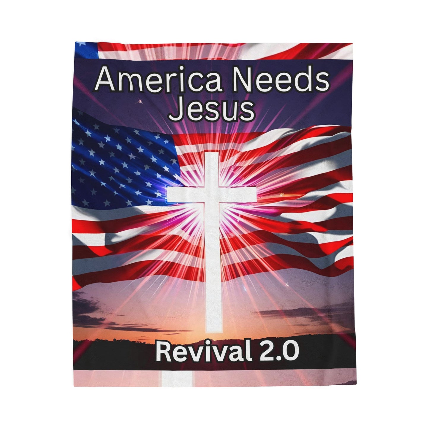 America Needs Jesus Plush Blanket | Inspirational Home Decor