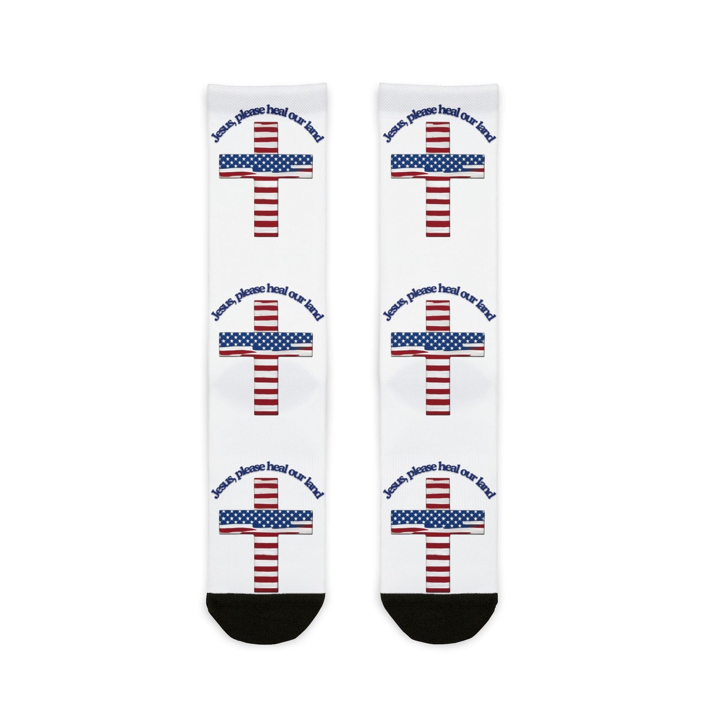 Patriotic Faith Crew Socks, USA Flag Socks, Religious Socks, Christian Gifts, Holiday Accessories