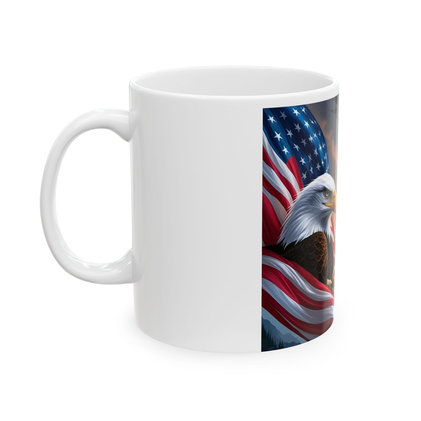 Patriotic Eagle Ceramic Mug - Perfect for Coffee Lovers, Veterans, USA Holidays, Independence Day, Gift for Him/Her