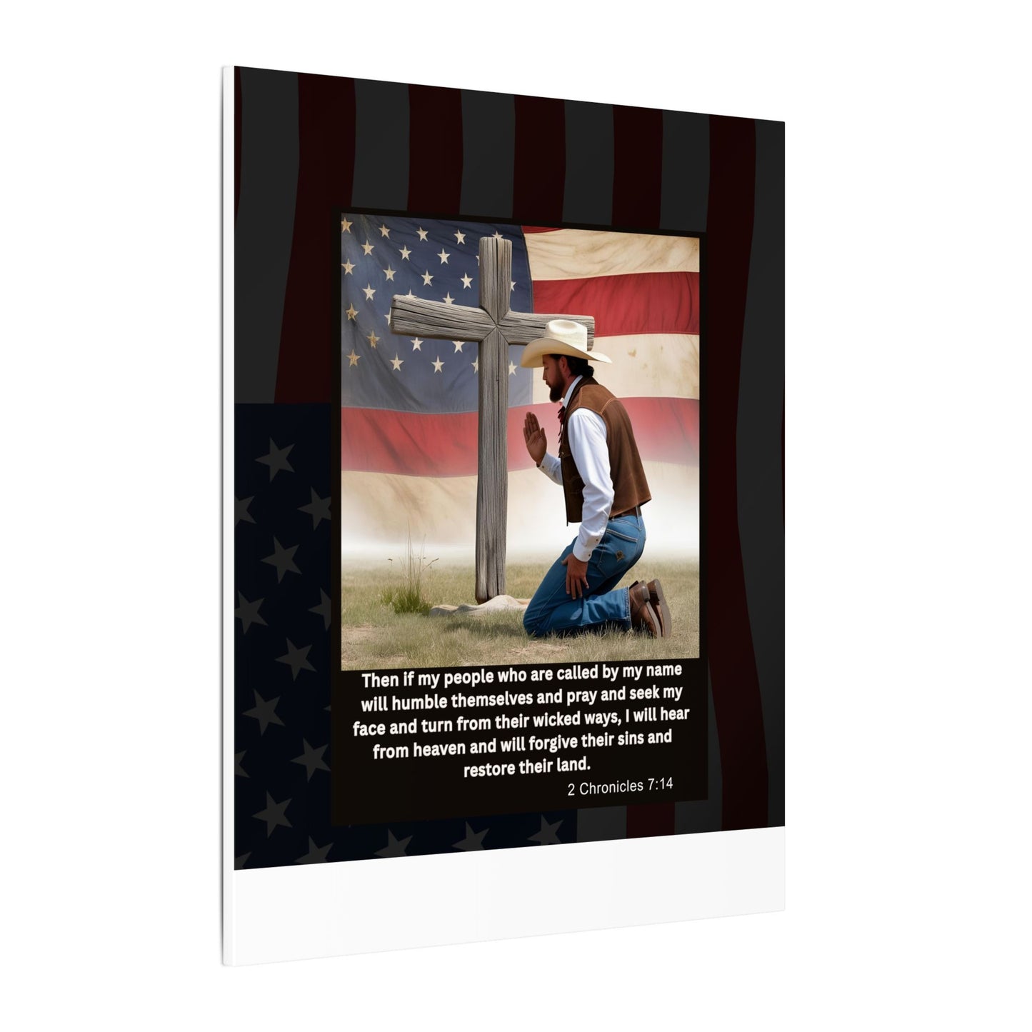 Patriotic Prayer Canvas Art, Inspirational Wall Decor, Christian Home Decor, Faith-Based Gift, Rustic Country Decor, 2 Chronicles 7:14
