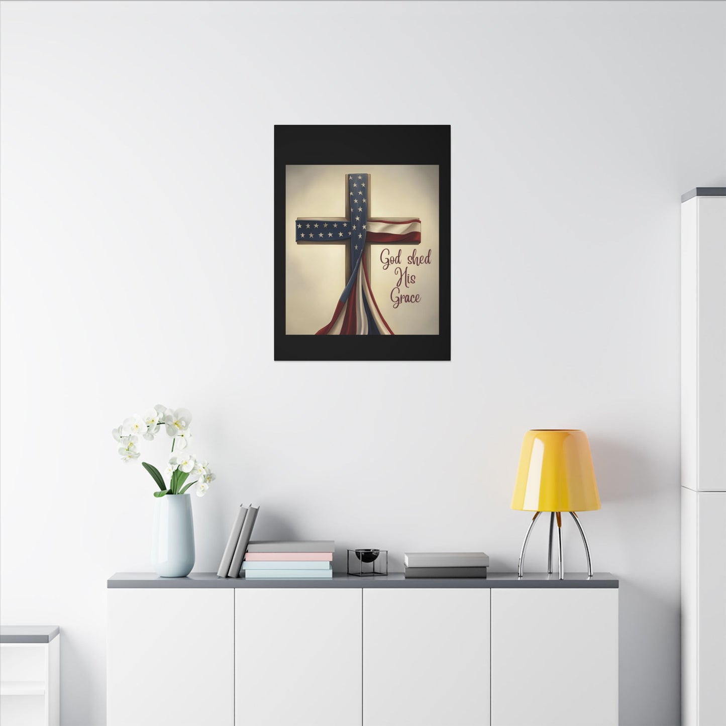 Inspirational Religious Canvas Art - 'God Shed His Grace' Wall Decor