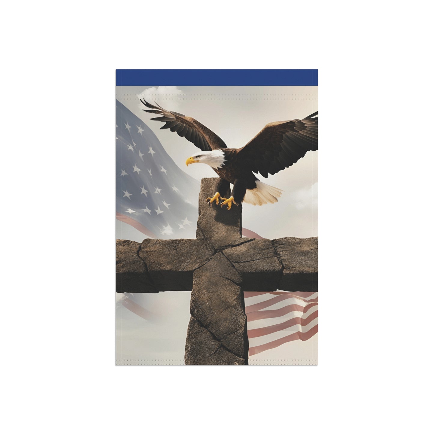 Patriotic Garden Banner with Eagle and Cross, Home Decor, Yard Art, Outdoor Decoration, Memorial Day, July 4th