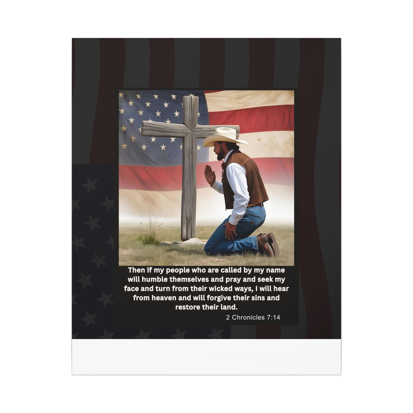 Patriotic Prayer Canvas Art, Inspirational Wall Decor, Christian Home Decor, Faith-Based Gift, Rustic Country Decor, 2 Chronicles 7:14