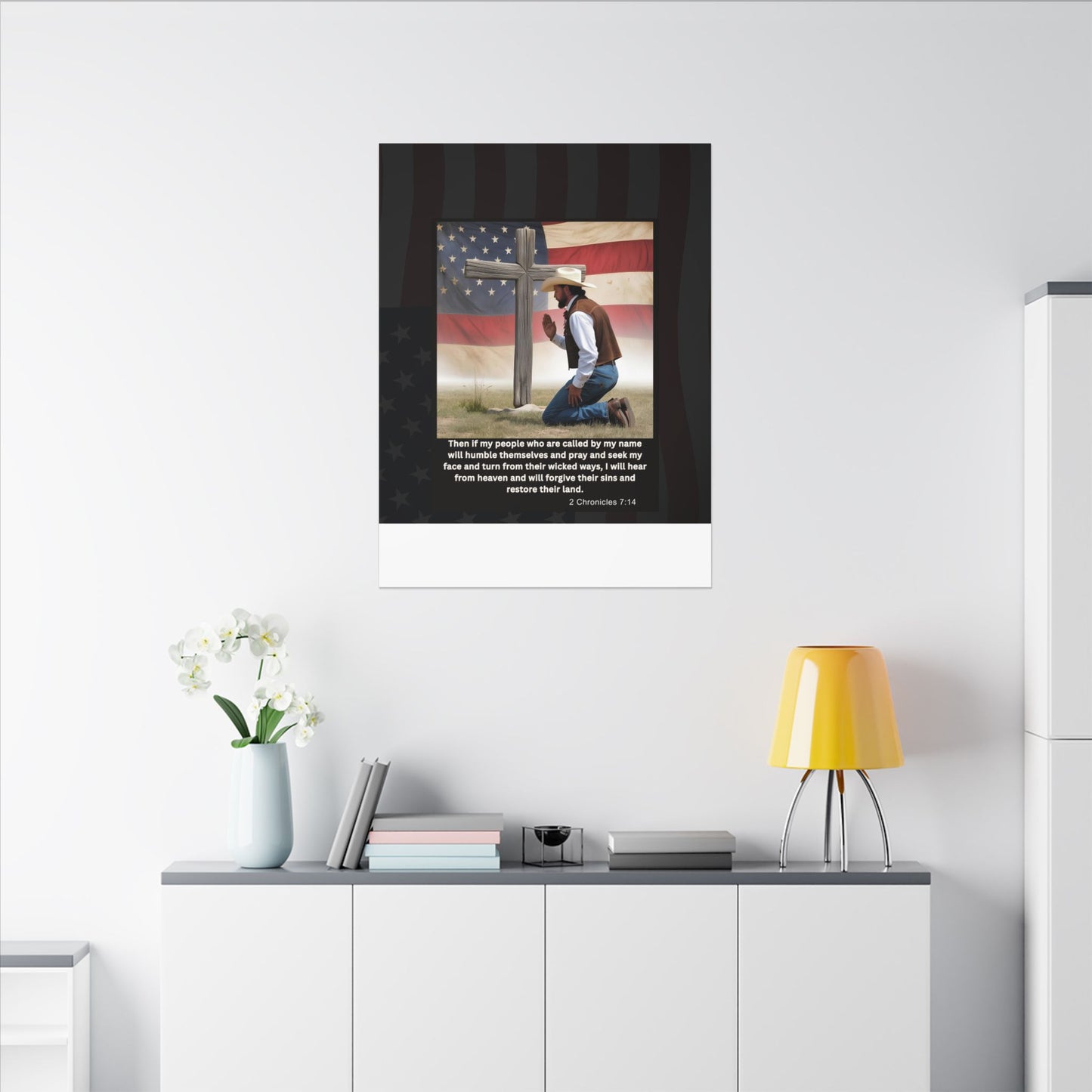 Patriotic Prayer Canvas Art, Inspirational Wall Decor, Christian Home Decor, Faith-Based Gift, Rustic Country Decor, 2 Chronicles 7:14