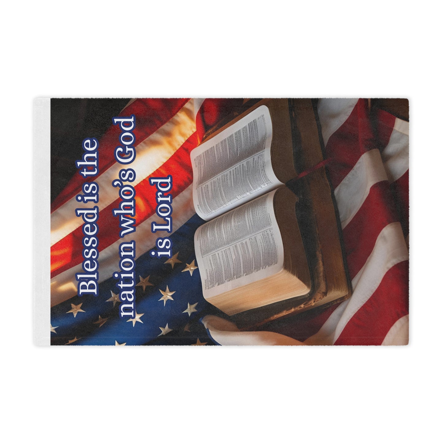 Patriotic Minky Blanket – "Blessed is the Nation Who's God is Lord"