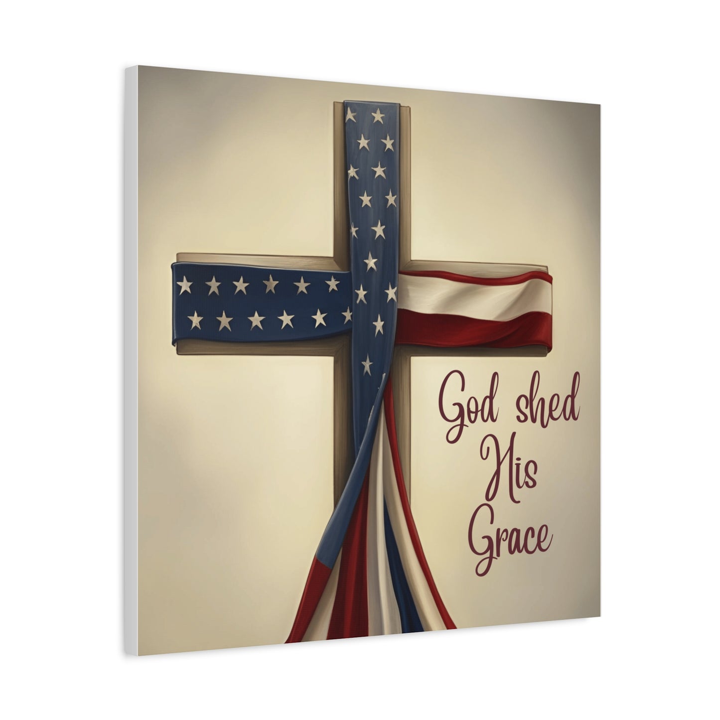 Faith-Inspired Wall Art, Religious Home Decor, Christian Gift, Inspirational Canvas Print, Patriotic Decor, God Shed His Grace