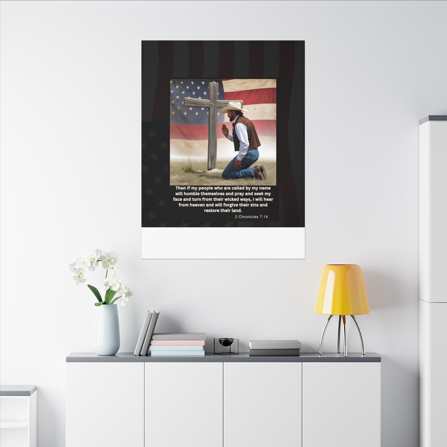 Patriotic Prayer Canvas Art, Inspirational Wall Decor, Christian Home Decor, Faith-Based Gift, Rustic Country Decor, 2 Chronicles 7:14