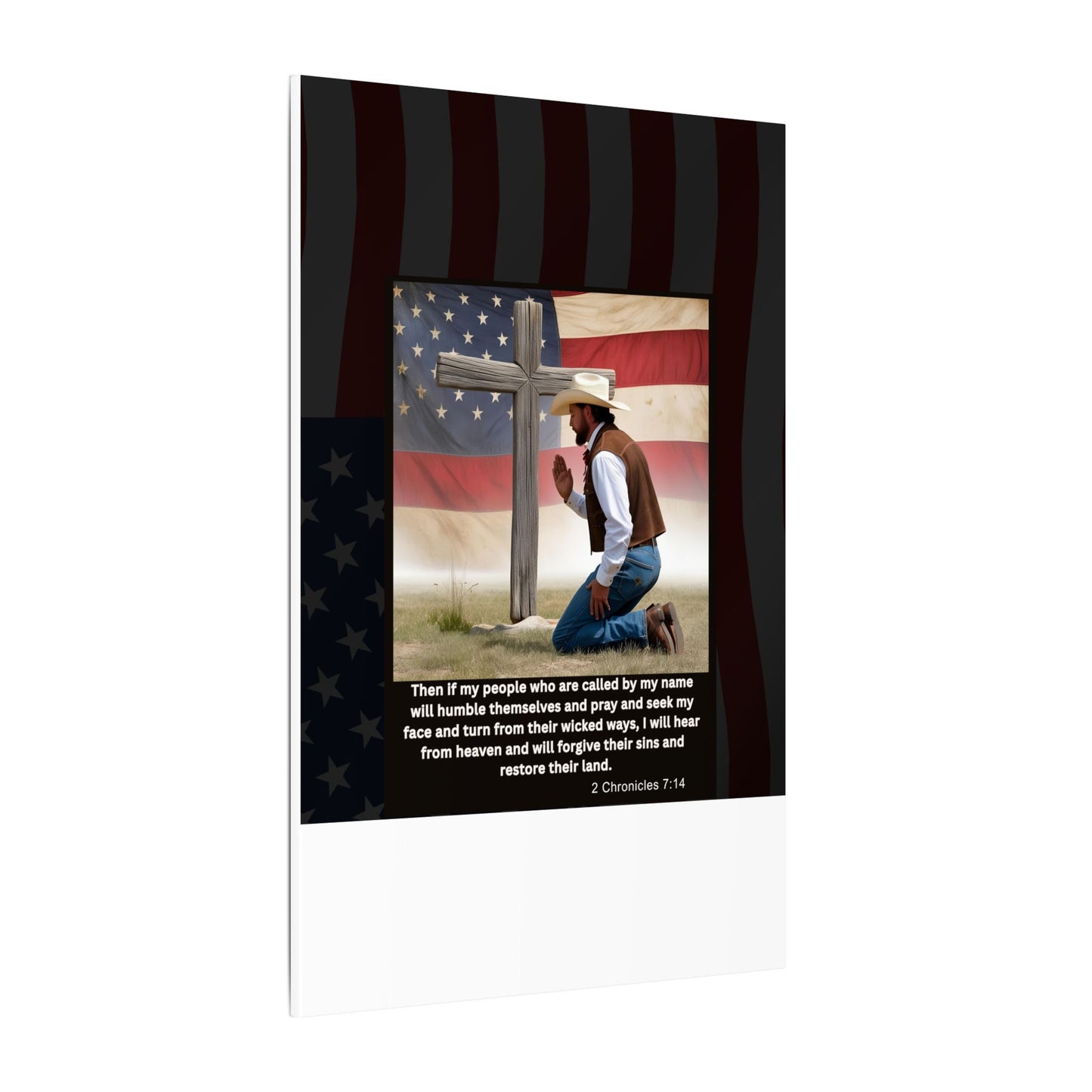 Patriotic Prayer Canvas Art, Inspirational Wall Decor, Christian Home Decor, Faith-Based Gift, Rustic Country Decor, 2 Chronicles 7:14