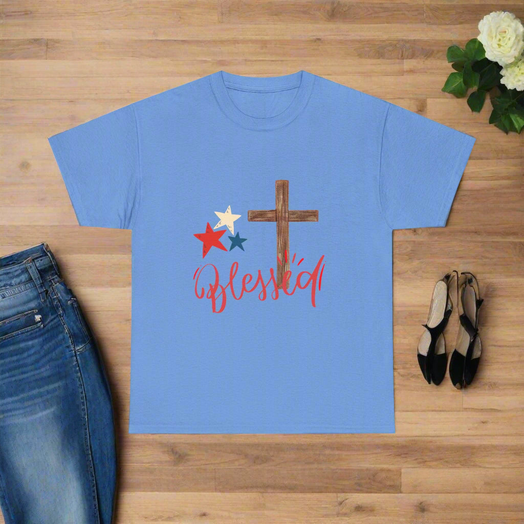 Blessed Unisex Heavy Cotton Tee, Inspirational Shirt, Christian T-Shirt, Faith Shirt, Religious Gift, Casual Wear