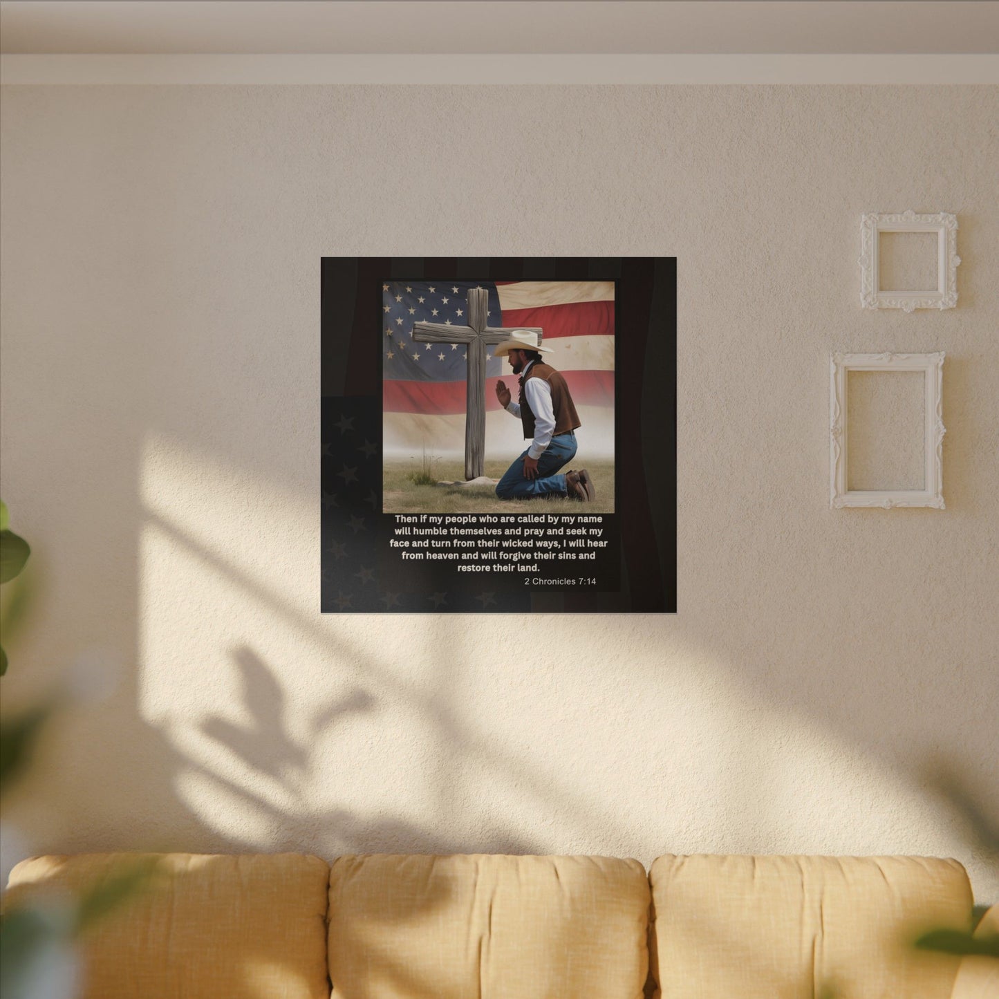 Patriotic Prayer Canvas Art, Inspirational Wall Decor, Christian Home Decor, Faith-Based Gift, Rustic Country Decor, 2 Chronicles 7:14