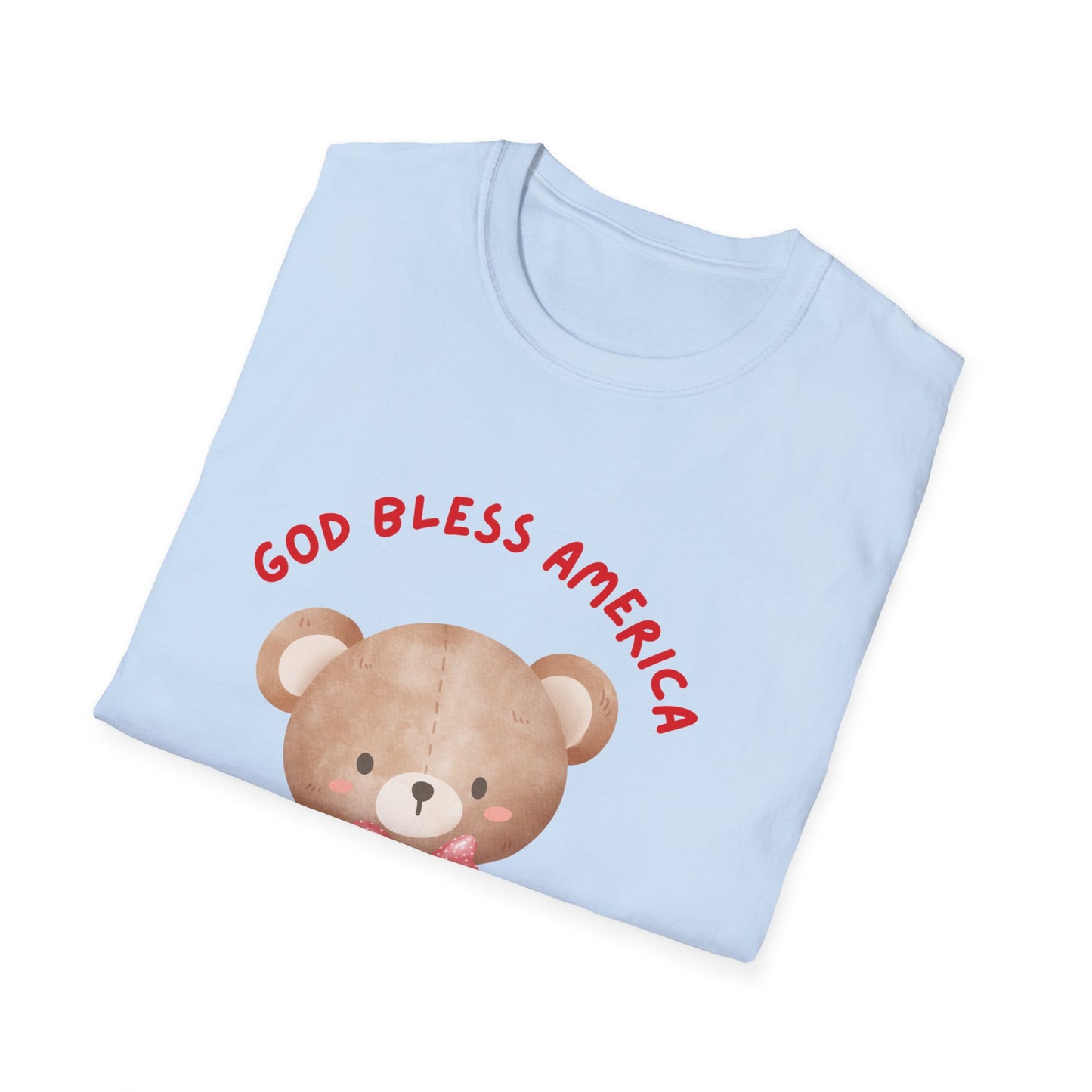 God Bless America Bear T-Shirt, Unisex T-Shirt, Cute Teddy Bear Tee, Patriotic Apparel, 4th of July Shirt, Gifts for Kids