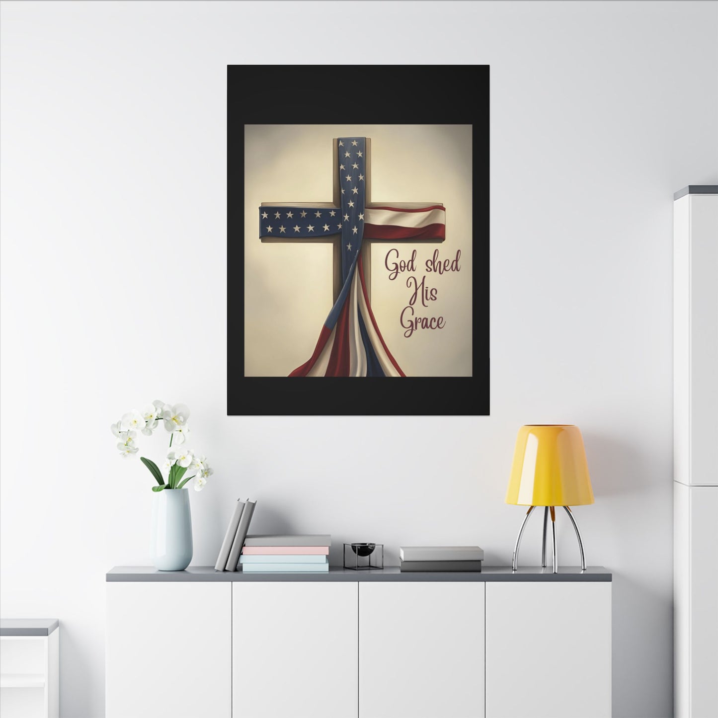 Inspirational Religious Canvas Art - 'God Shed His Grace' Wall Decor