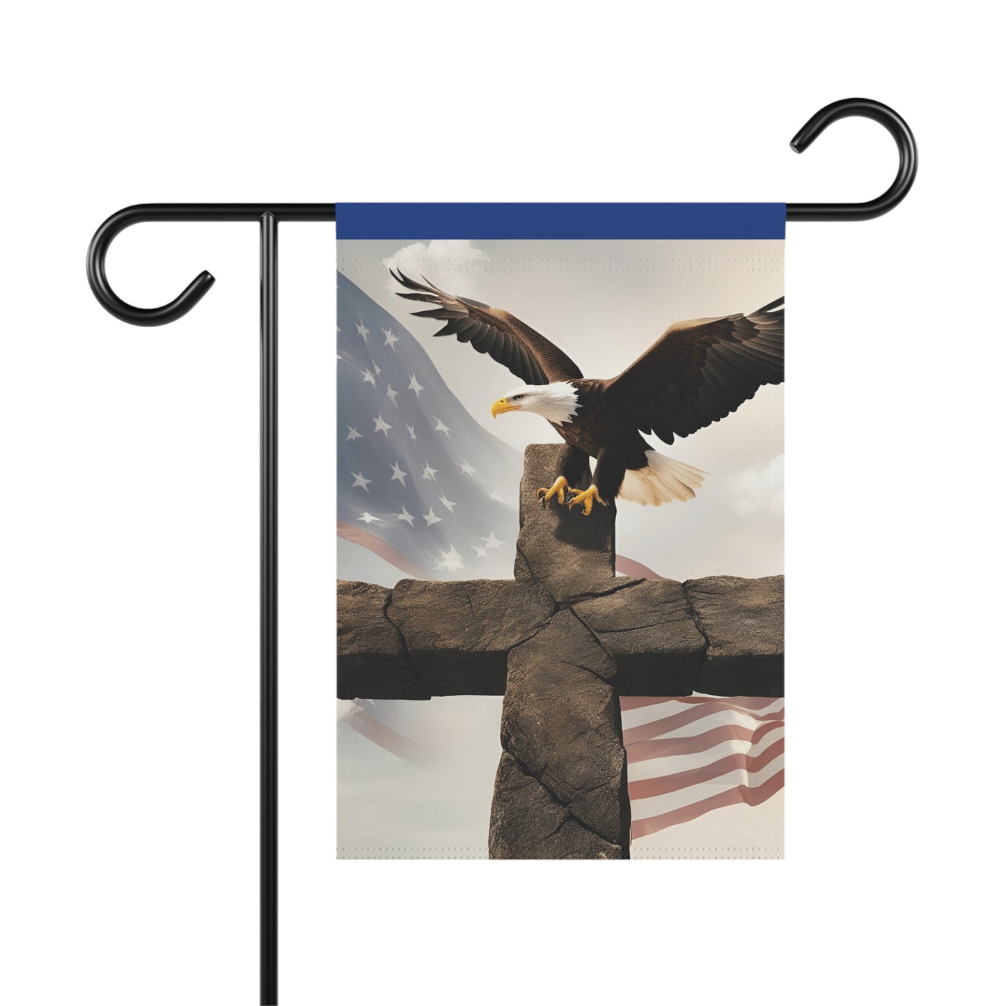 Patriotic Garden Banner with Eagle and Cross, Home Decor, Yard Art, Outdoor Decoration, Memorial Day, July 4th