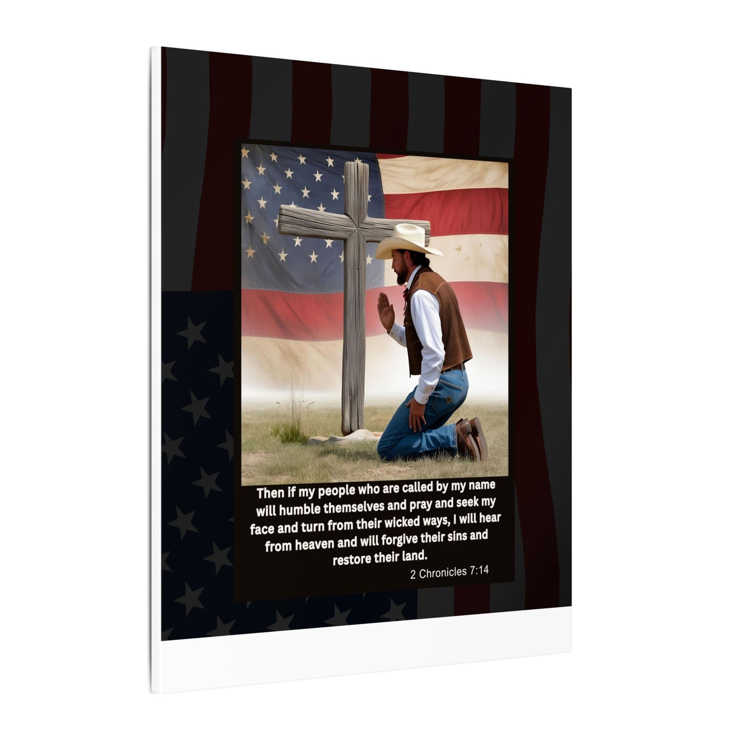 Patriotic Prayer Canvas Art, Inspirational Wall Decor, Christian Home Decor, Faith-Based Gift, Rustic Country Decor, 2 Chronicles 7:14