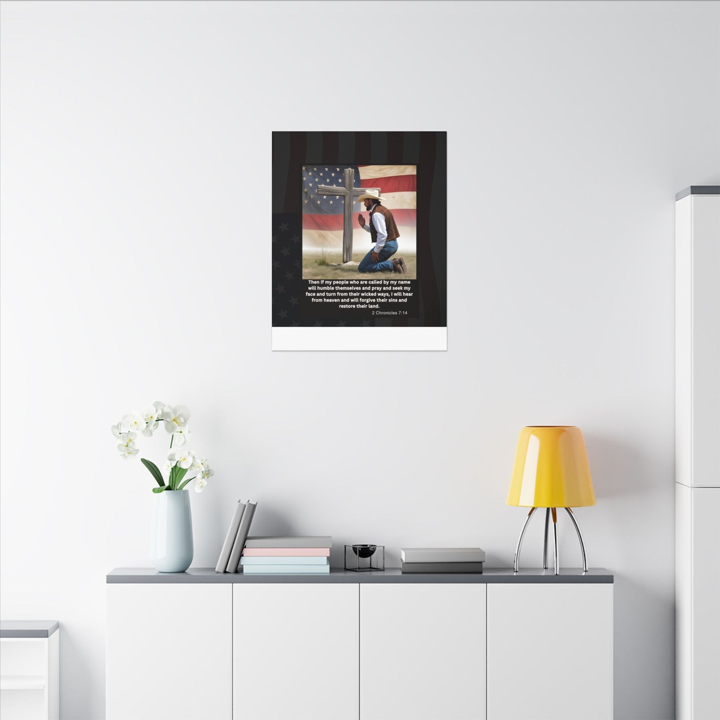 Patriotic Prayer Canvas Art, Inspirational Wall Decor, Christian Home Decor, Faith-Based Gift, Rustic Country Decor, 2 Chronicles 7:14