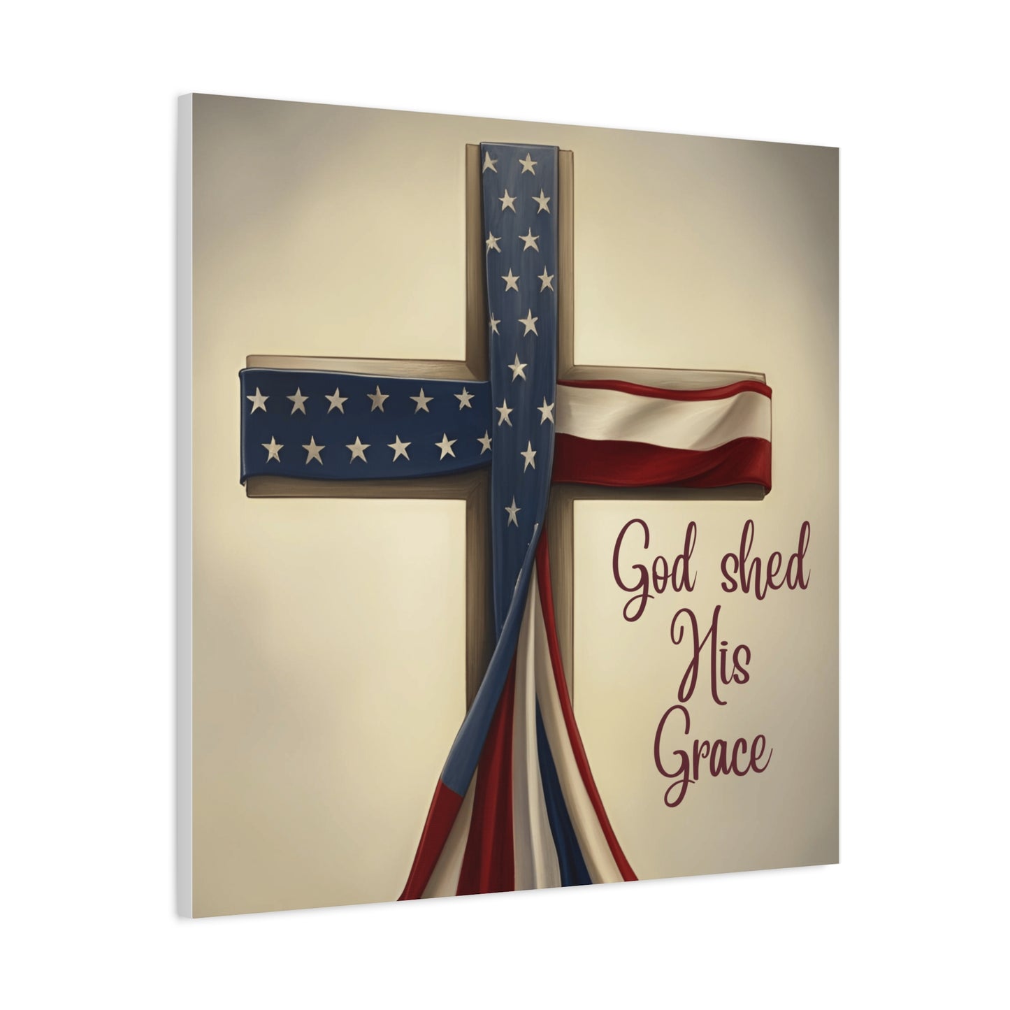 Faith-Inspired Wall Art, Religious Home Decor, Christian Gift, Inspirational Canvas Print, Patriotic Decor, God Shed His Grace