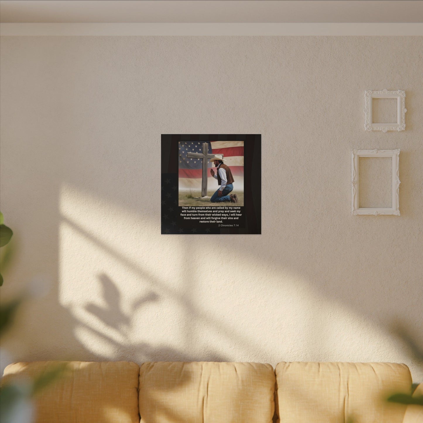 Patriotic Prayer Canvas Art, Inspirational Wall Decor, Christian Home Decor, Faith-Based Gift, Rustic Country Decor, 2 Chronicles 7:14