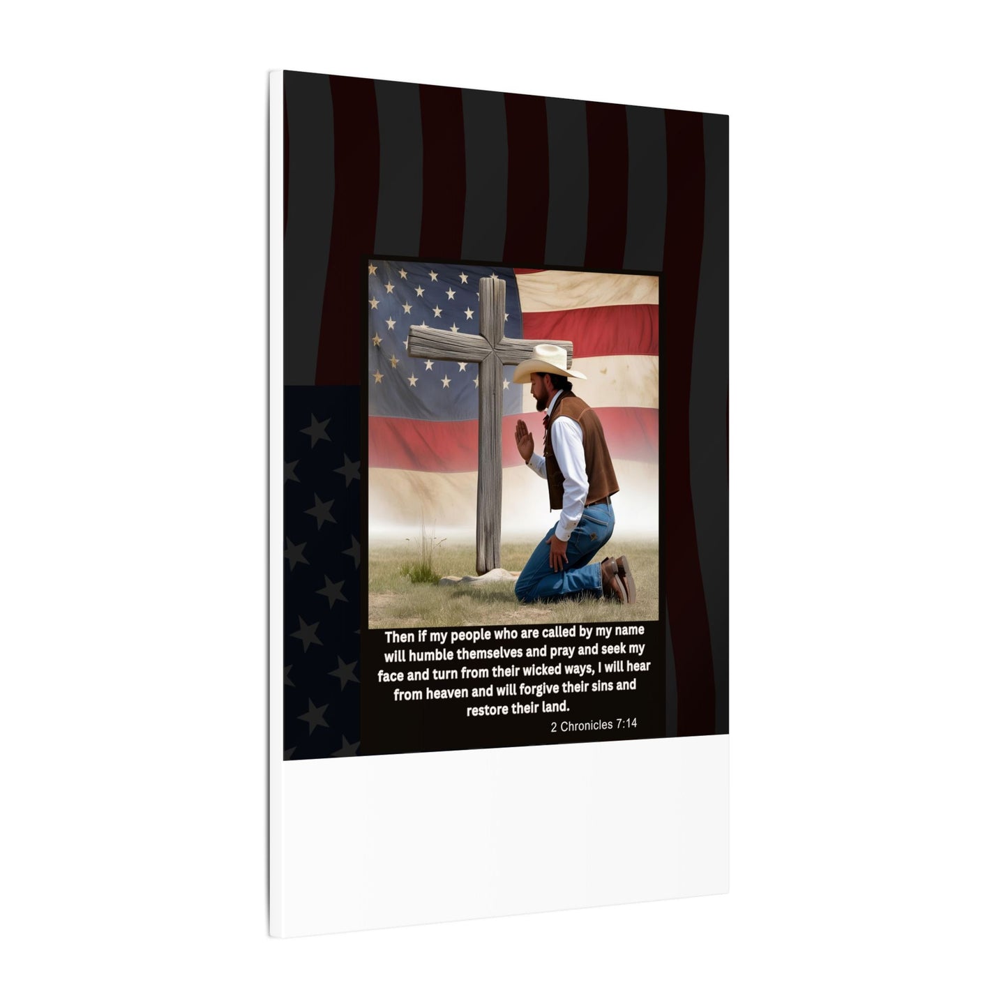 Patriotic Prayer Canvas Art, Inspirational Wall Decor, Christian Home Decor, Faith-Based Gift, Rustic Country Decor, 2 Chronicles 7:14