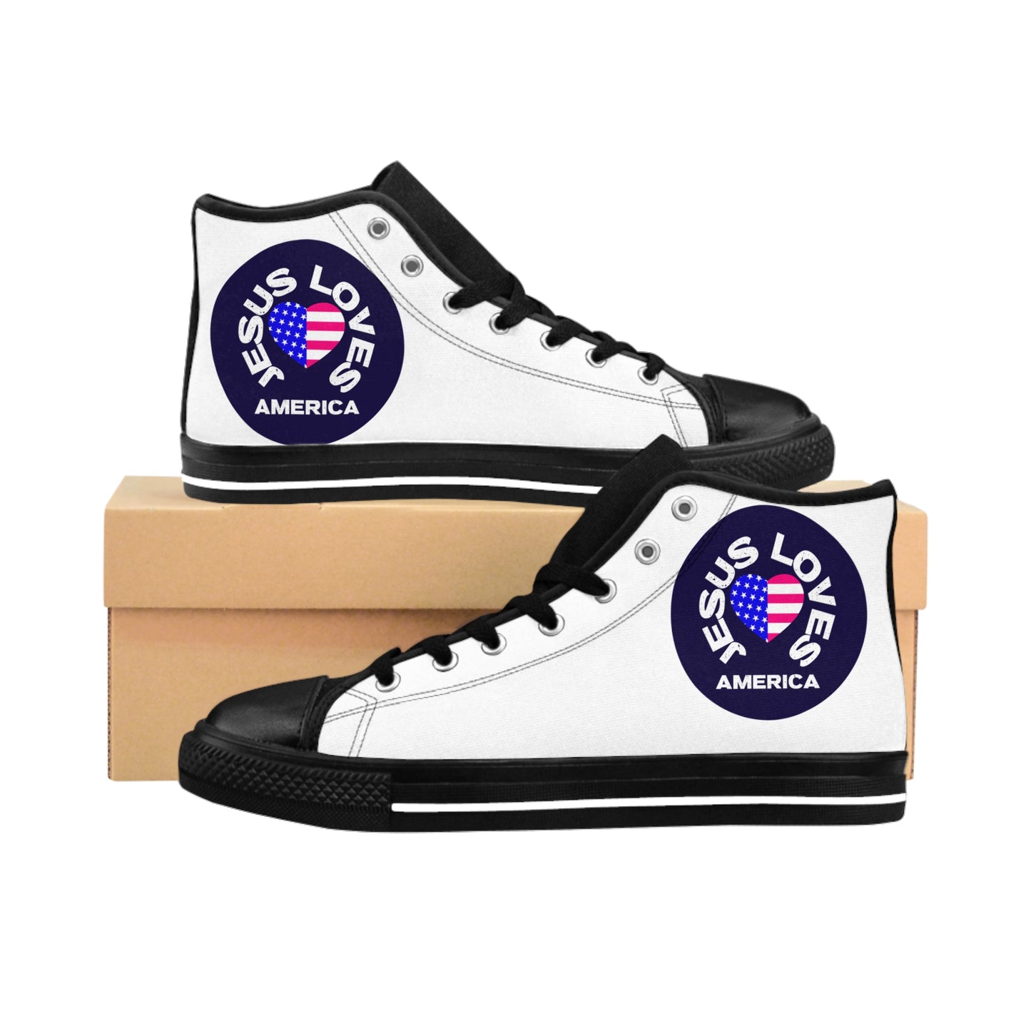 Jesus Loves America Classic Sneakers for Women | Stylish High-Top Shoes