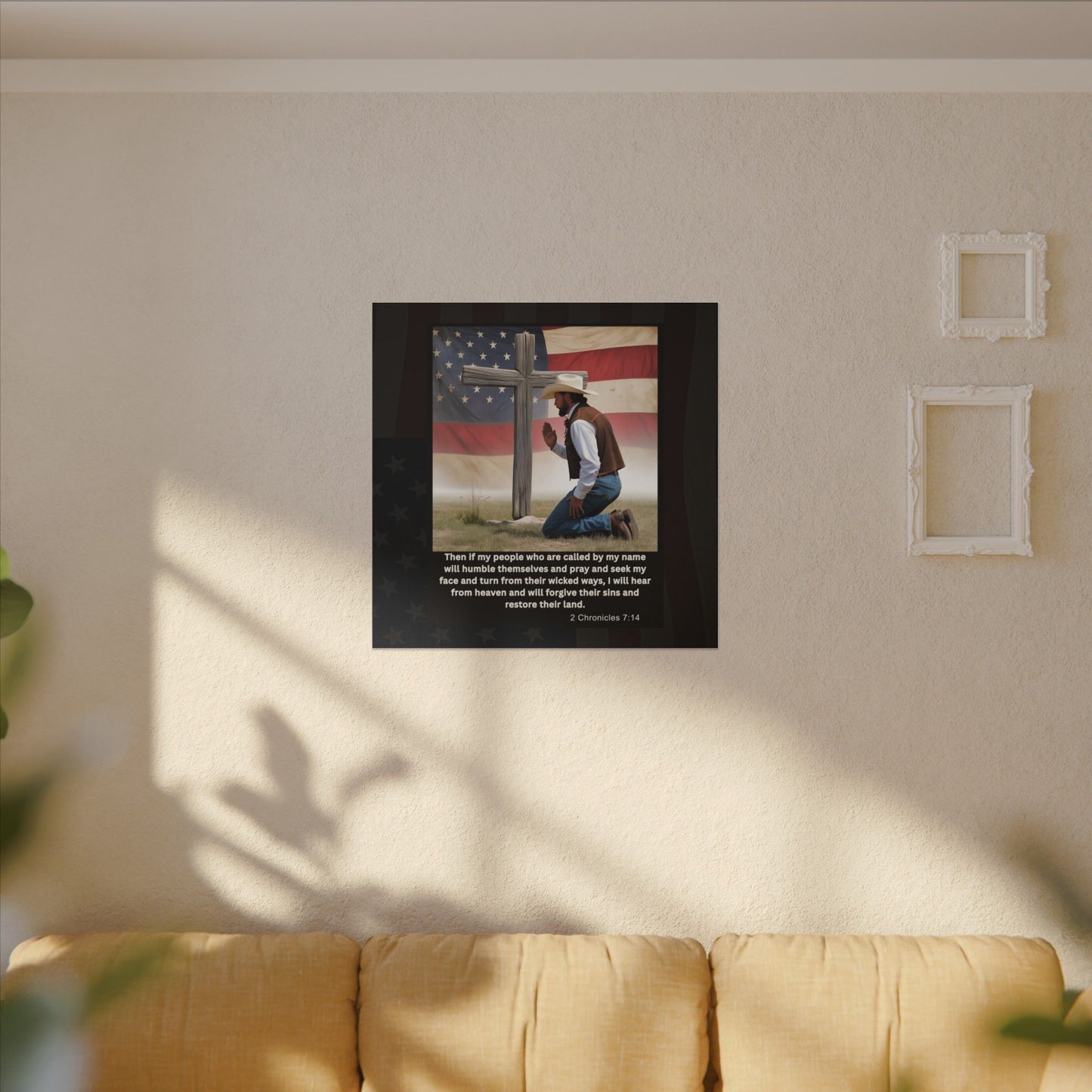 Patriotic Prayer Canvas Art, Inspirational Wall Decor, Christian Home Decor, Faith-Based Gift, Rustic Country Decor, 2 Chronicles 7:14