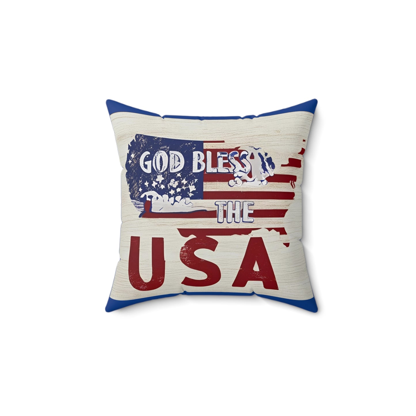 Patriotic Square Pillow - God Bless the USA, Home Decor, 4th of July Gift, Memorial Day, Americana Cushion