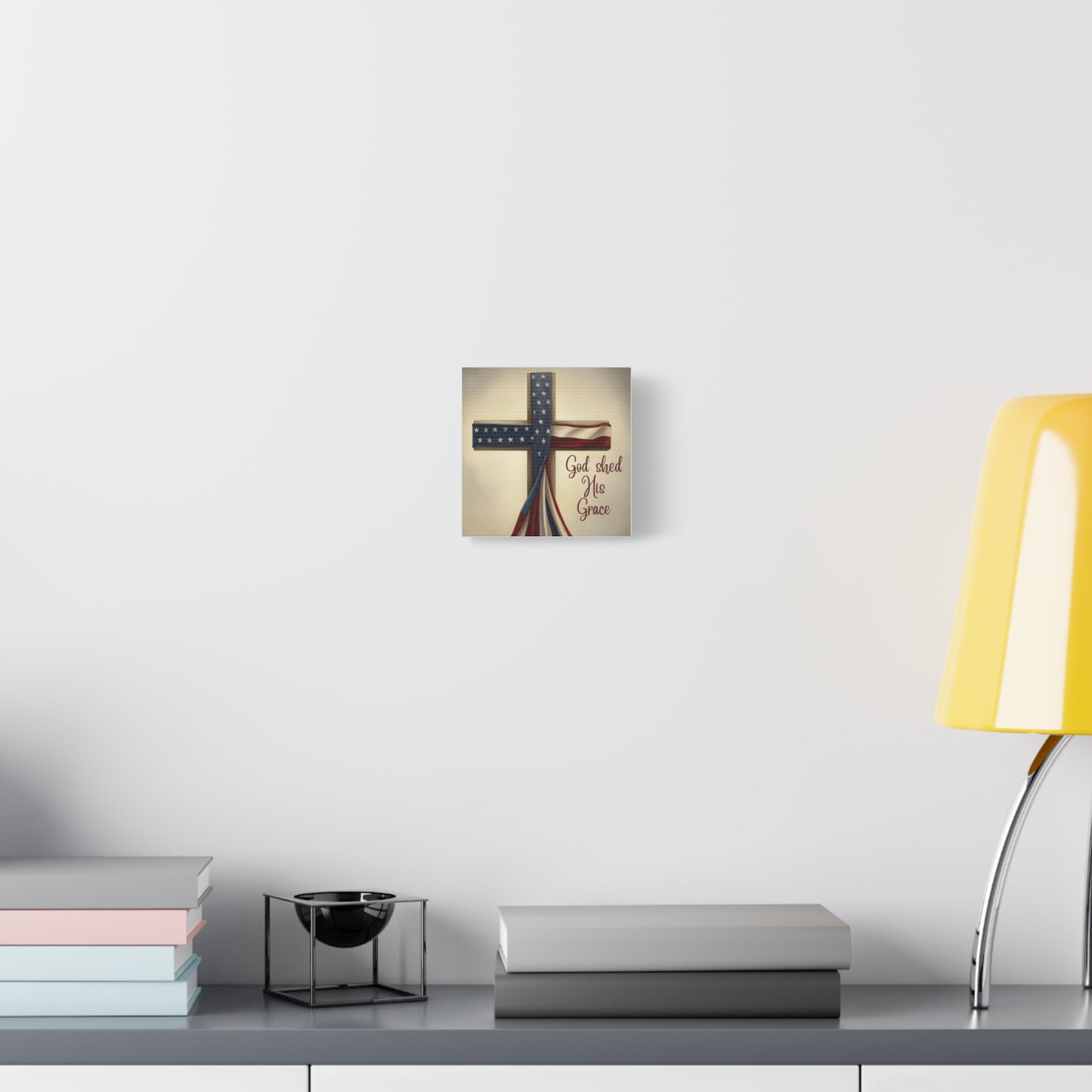 Faith-Inspired Wall Art, Religious Home Decor, Christian Gift, Inspirational Canvas Print, Patriotic Decor, God Shed His Grace