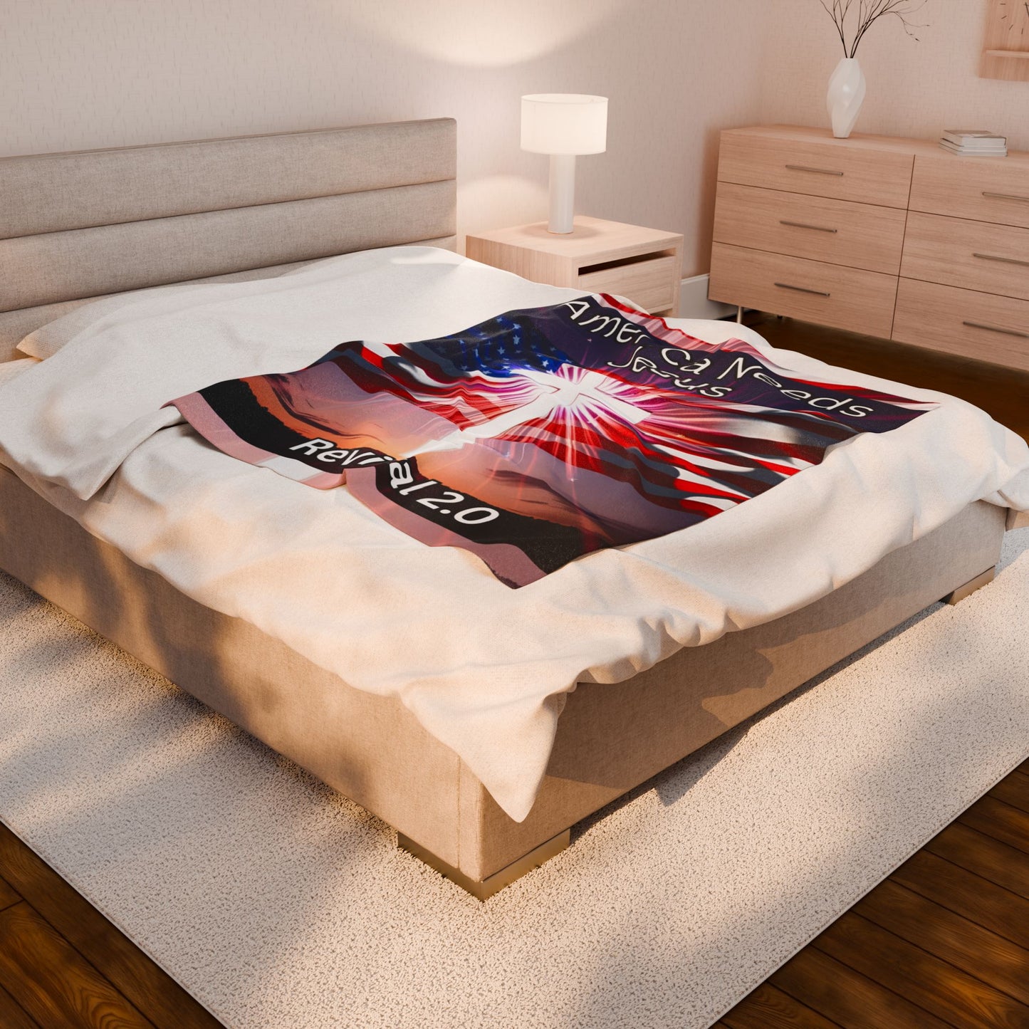 America Needs Jesus Plush Blanket | Inspirational Home Decor