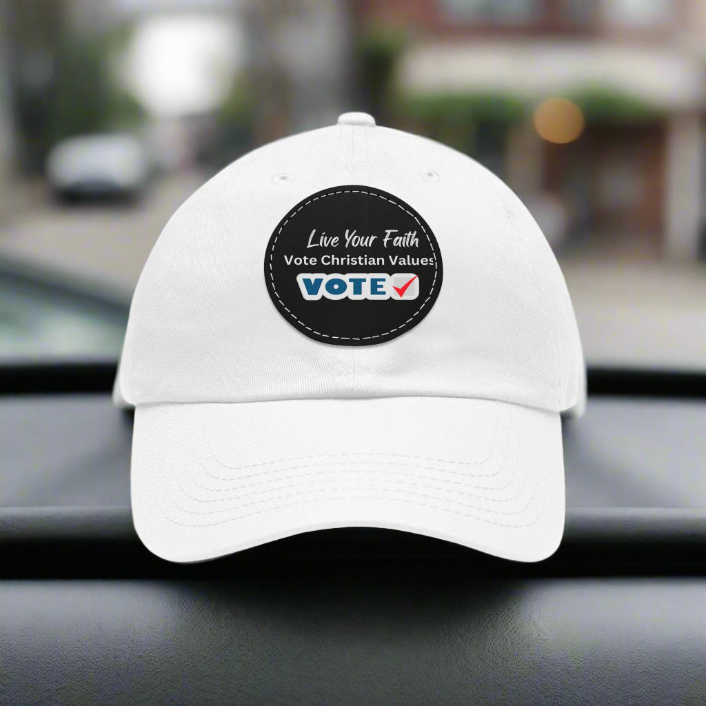 Dad Hat with Leather Patch (Round)