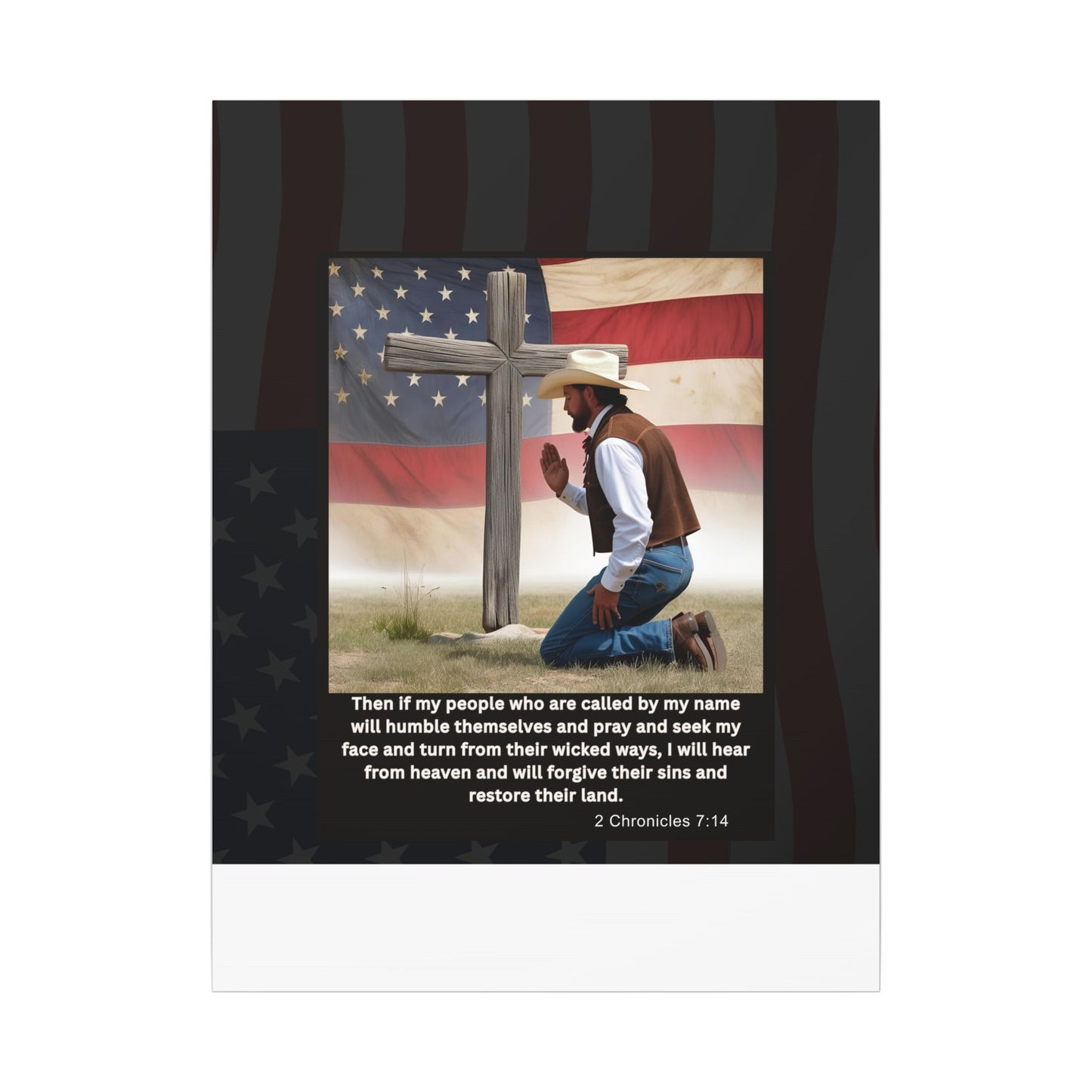 Patriotic Prayer Canvas Art, Inspirational Wall Decor, Christian Home Decor, Faith-Based Gift, Rustic Country Decor, 2 Chronicles 7:14