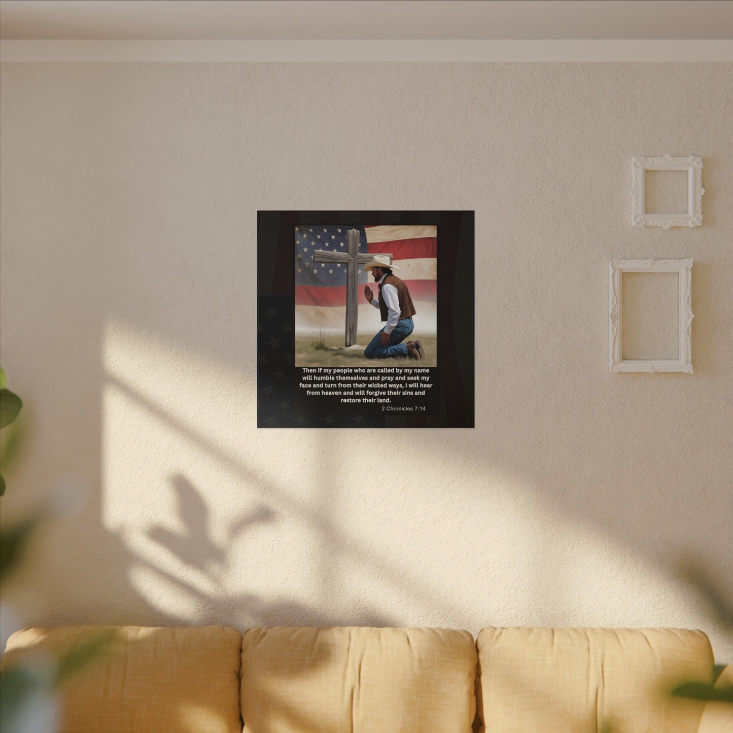 Patriotic Prayer Canvas Art, Inspirational Wall Decor, Christian Home Decor, Faith-Based Gift, Rustic Country Decor, 2 Chronicles 7:14