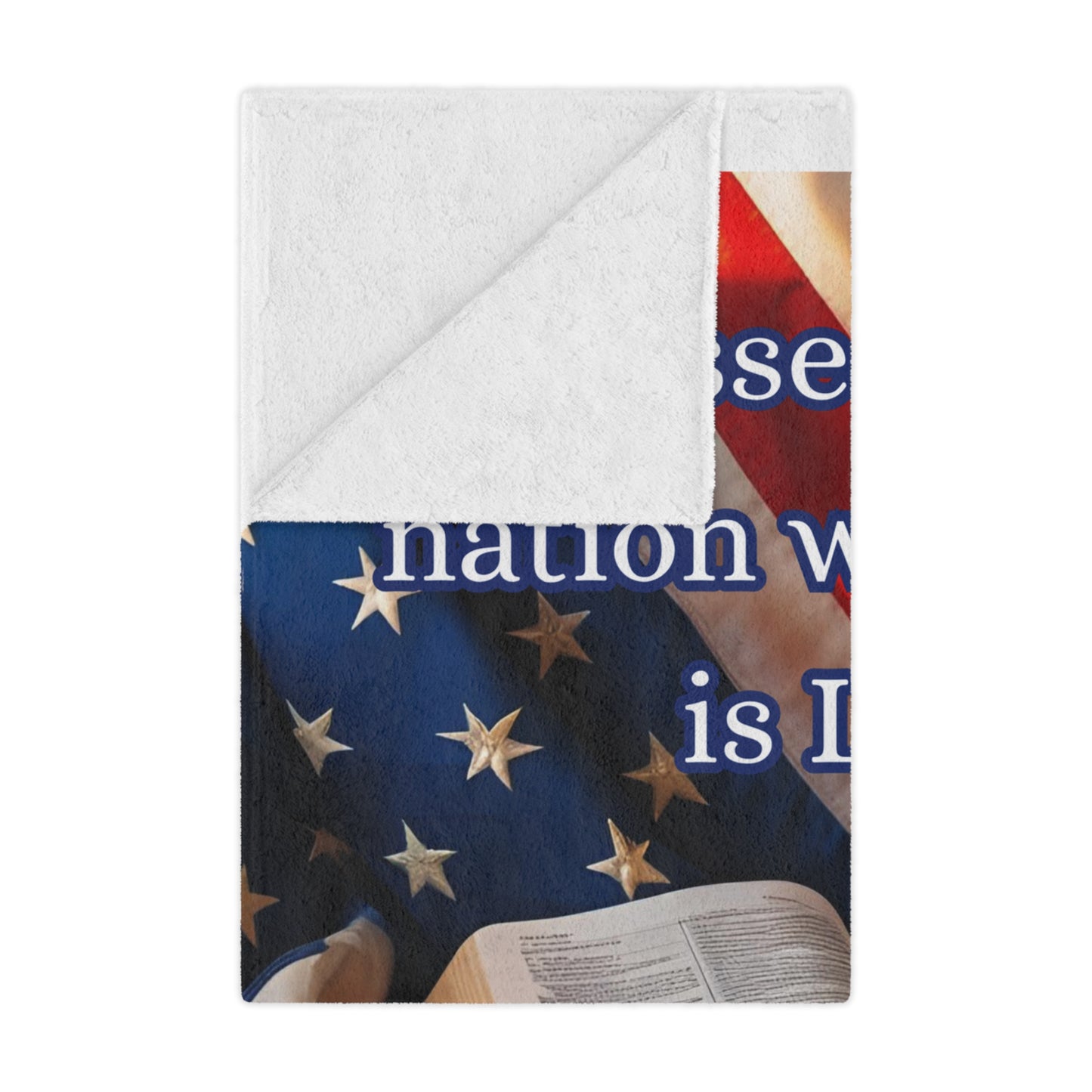 Patriotic Minky Blanket – "Blessed is the Nation Who's God is Lord"