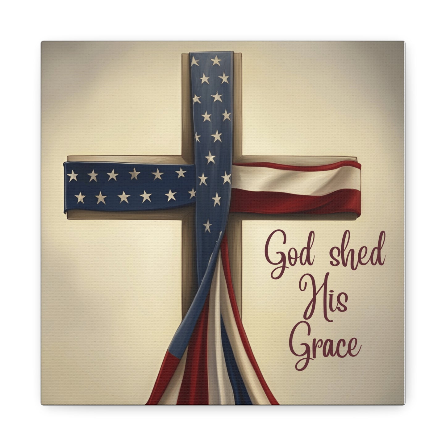Faith-Inspired Wall Art, Religious Home Decor, Christian Gift, Inspirational Canvas Print, Patriotic Decor, God Shed His Grace
