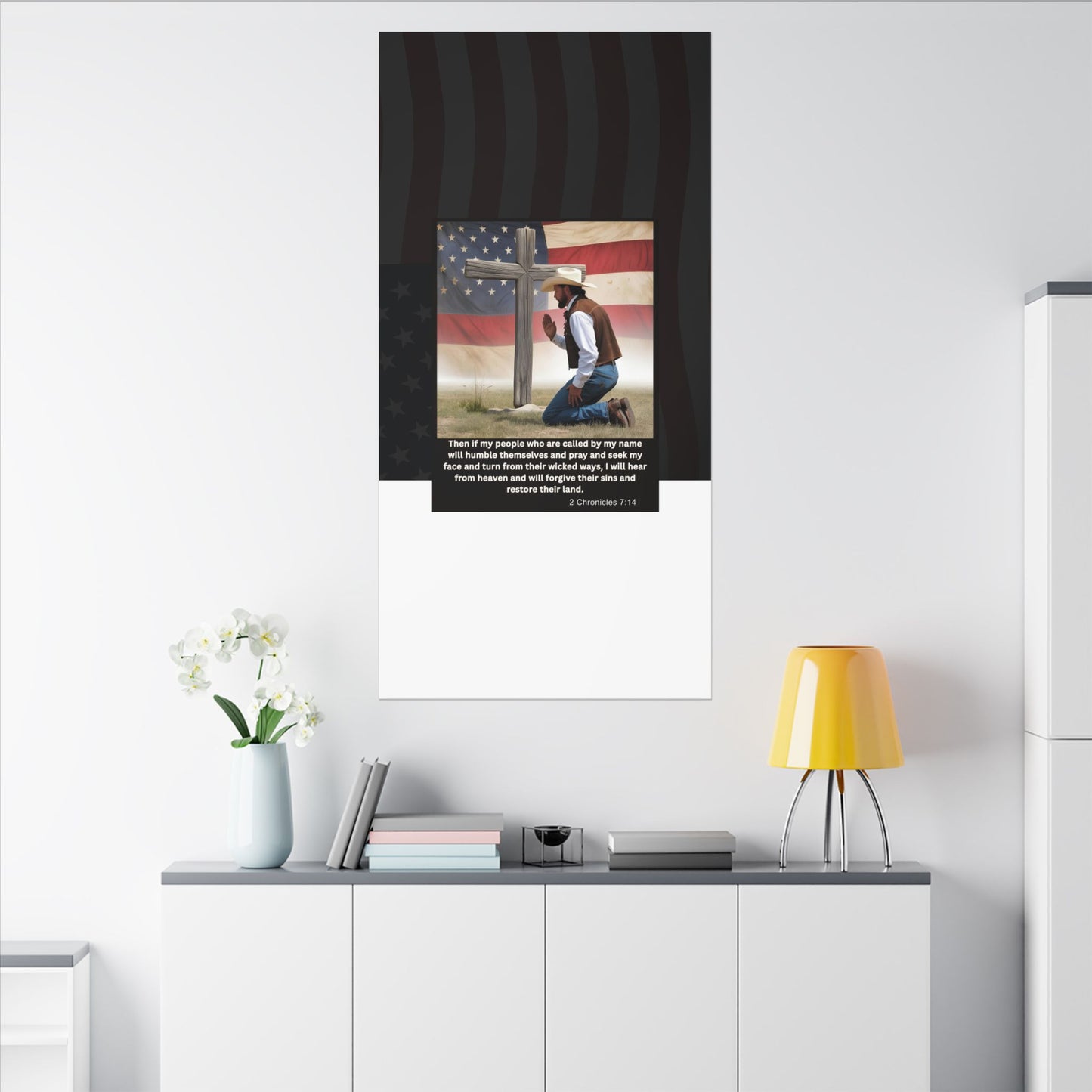 Patriotic Prayer Canvas Art, Inspirational Wall Decor, Christian Home Decor, Faith-Based Gift, Rustic Country Decor, 2 Chronicles 7:14