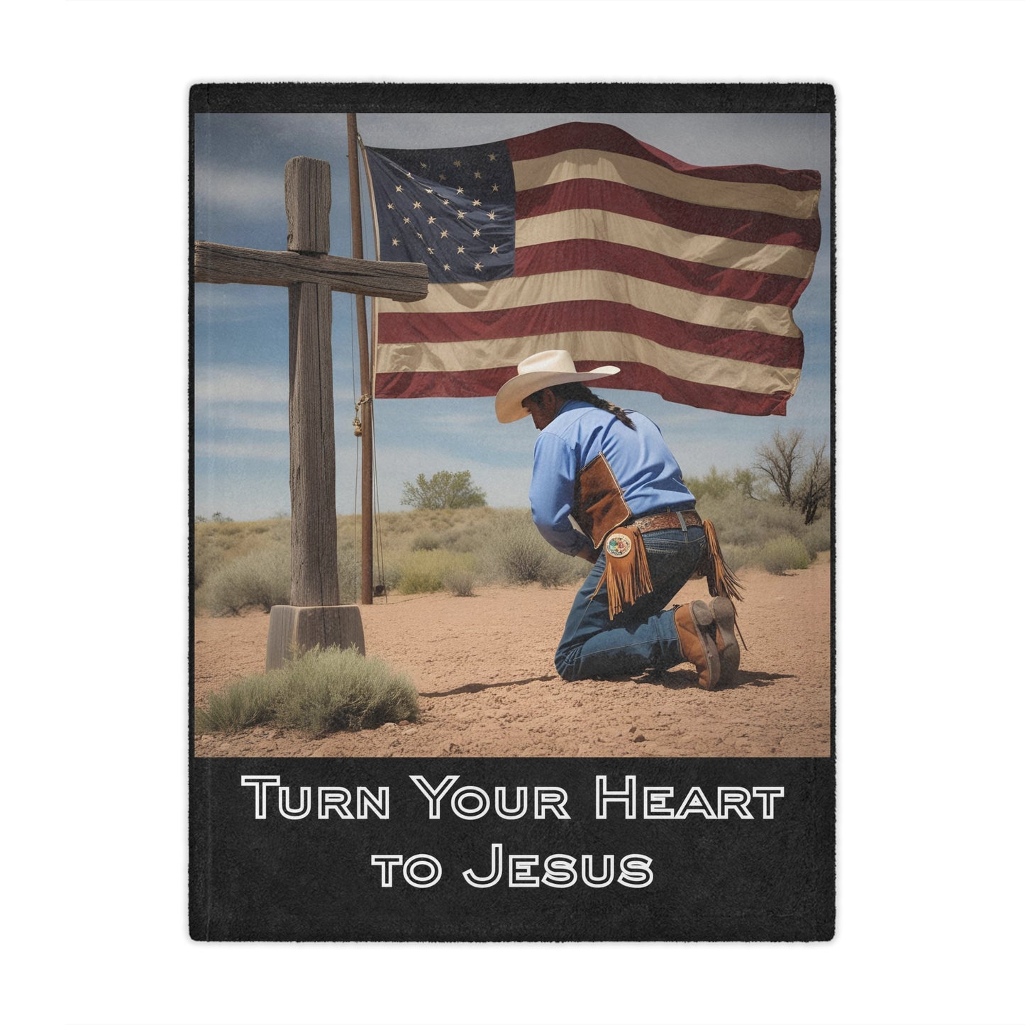 Inspirational Minky Blanket - Turn Your Heart to Jesus