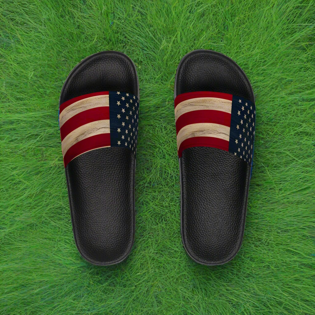 Patriotic Men's Slide Sandals - American Flag Design for Summer Comfort