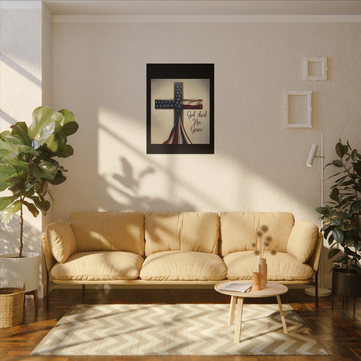 Inspirational Religious Canvas Art - 'God Shed His Grace' Wall Decor