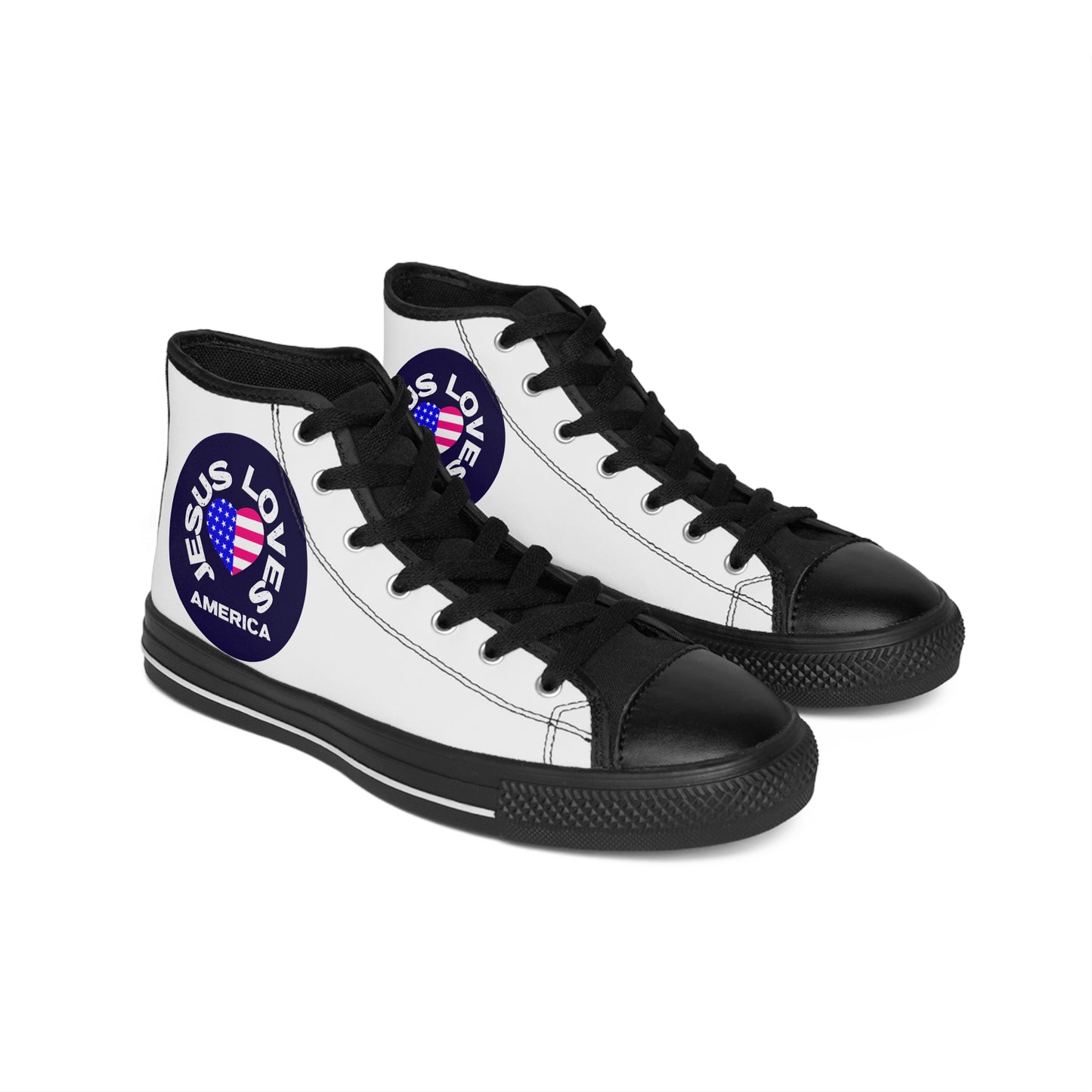 Jesus Loves America Classic Sneakers for Women | Stylish High-Top Shoes