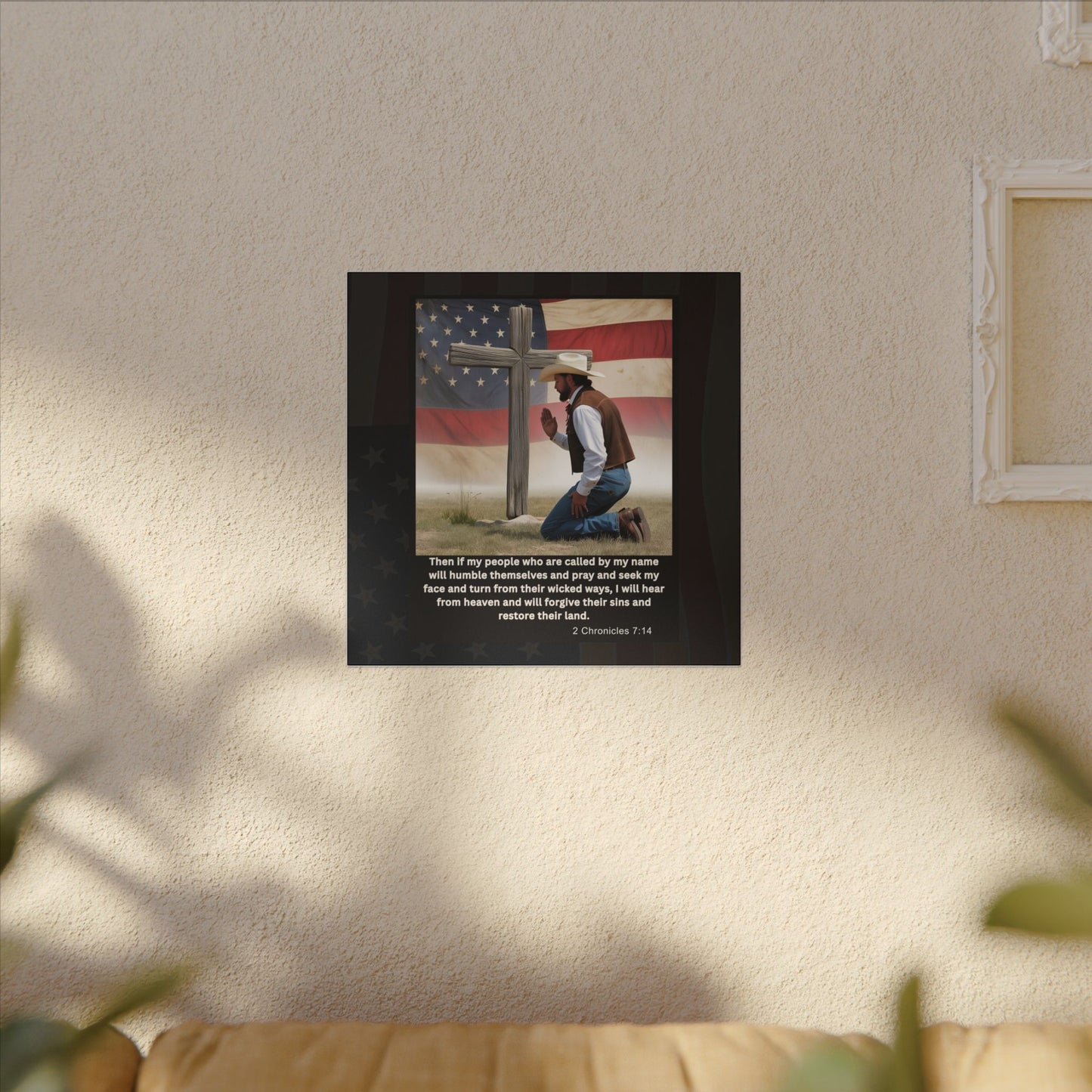 Patriotic Prayer Canvas Art, Inspirational Wall Decor, Christian Home Decor, Faith-Based Gift, Rustic Country Decor, 2 Chronicles 7:14