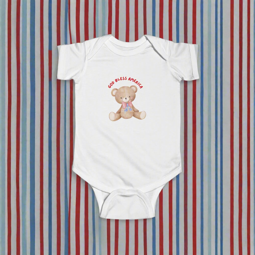 Teddy Bear- God Bless America infant body suite
