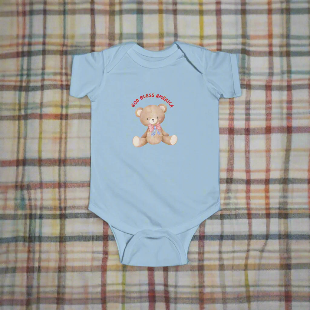 Teddy Bear- God Bless America infant body suite