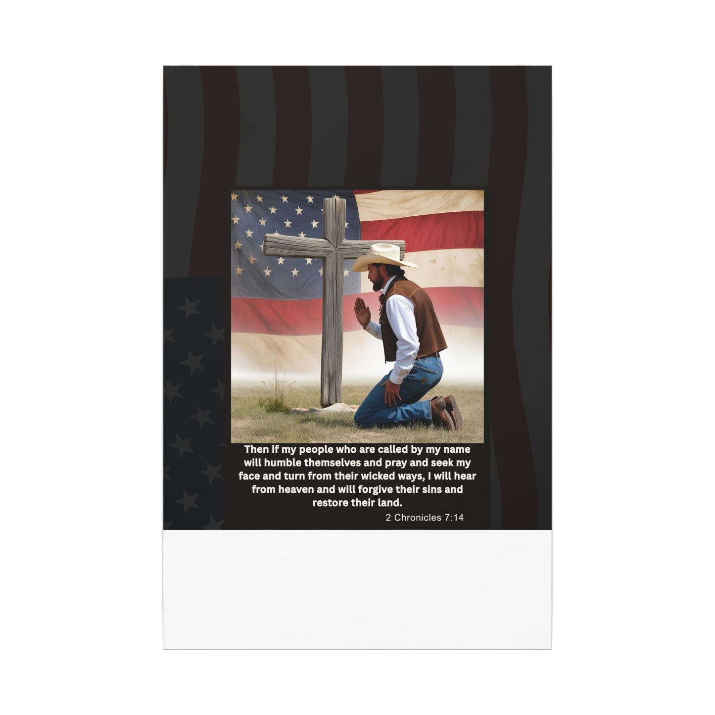 Patriotic Prayer Canvas Art, Inspirational Wall Decor, Christian Home Decor, Faith-Based Gift, Rustic Country Decor, 2 Chronicles 7:14