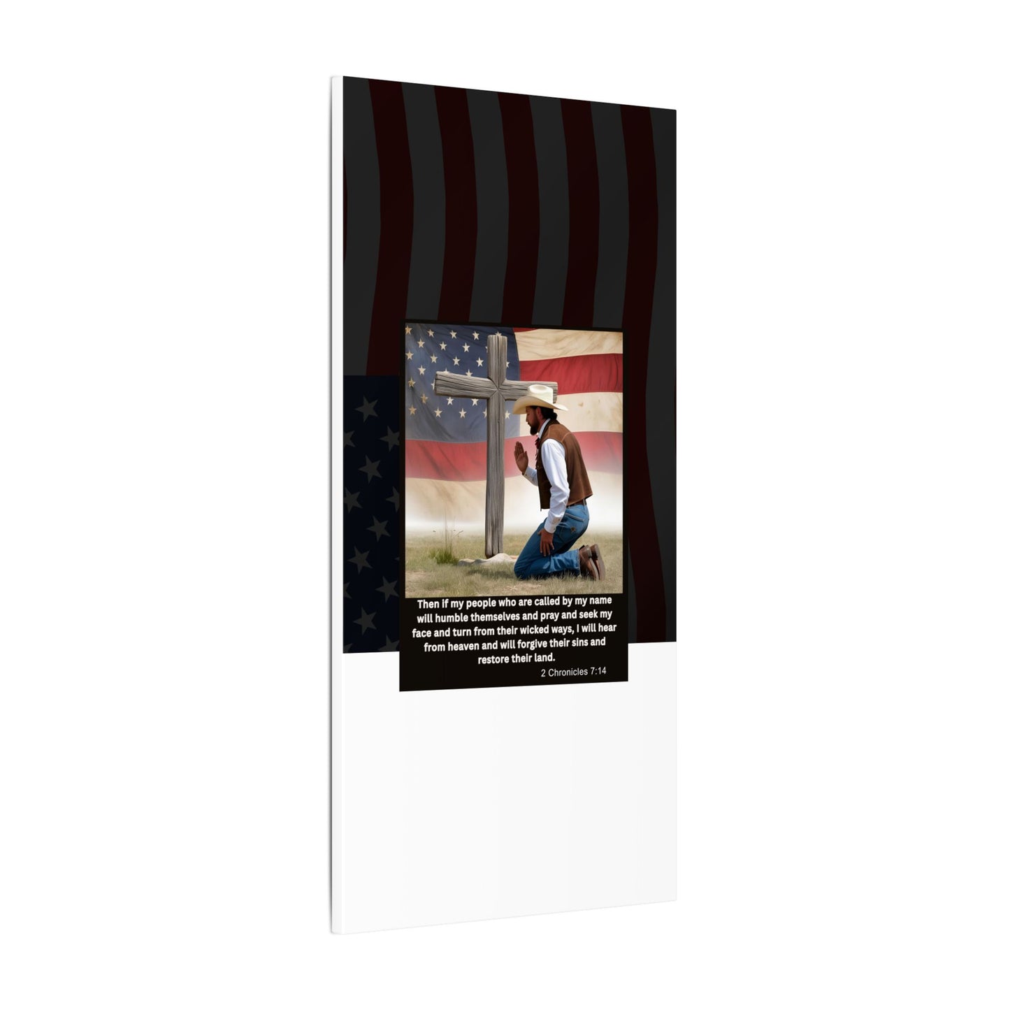 Patriotic Prayer Canvas Art, Inspirational Wall Decor, Christian Home Decor, Faith-Based Gift, Rustic Country Decor, 2 Chronicles 7:14