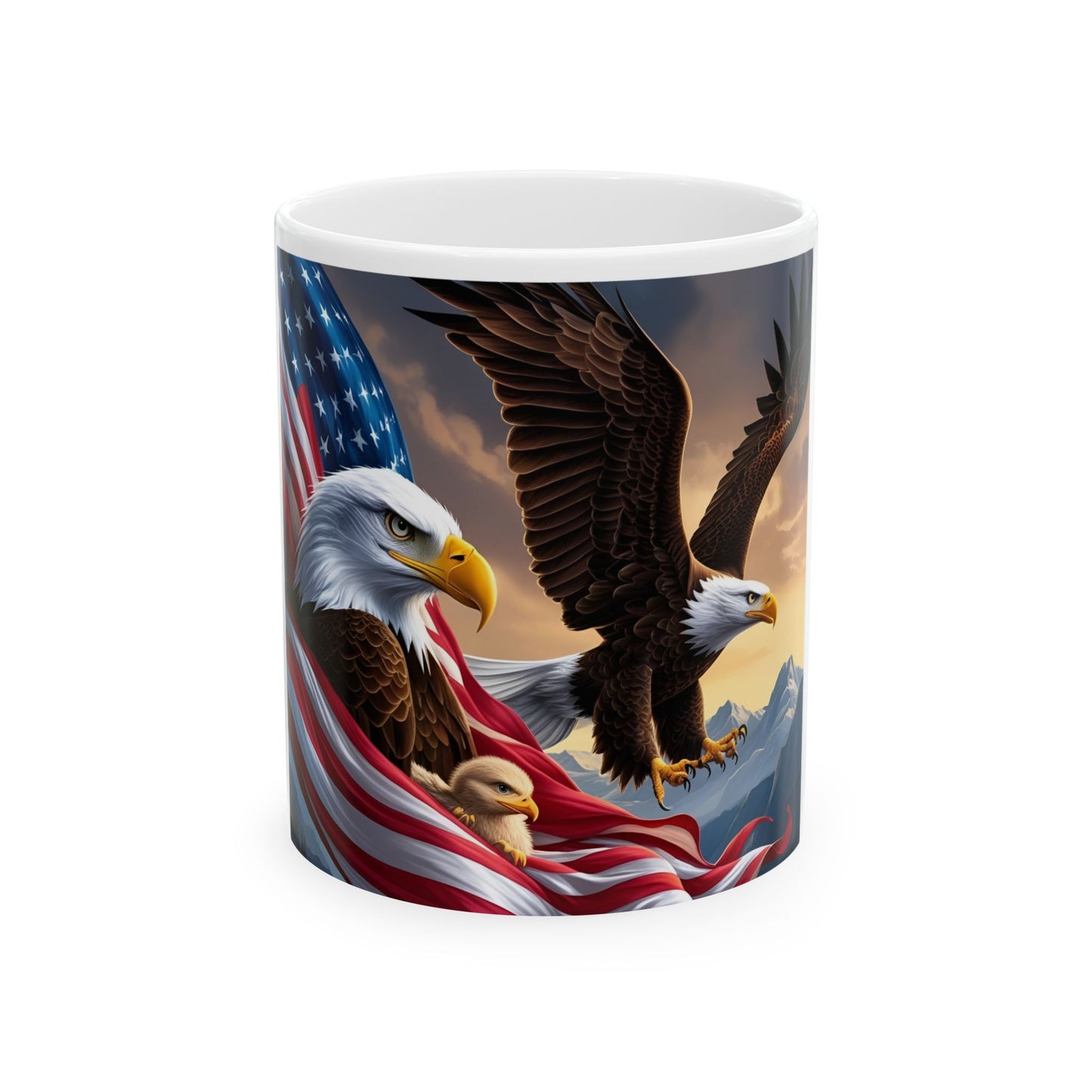 Patriotic Eagle Ceramic Mug - Perfect for Coffee Lovers, Veterans, USA Holidays, Independence Day, Gift for Him/Her