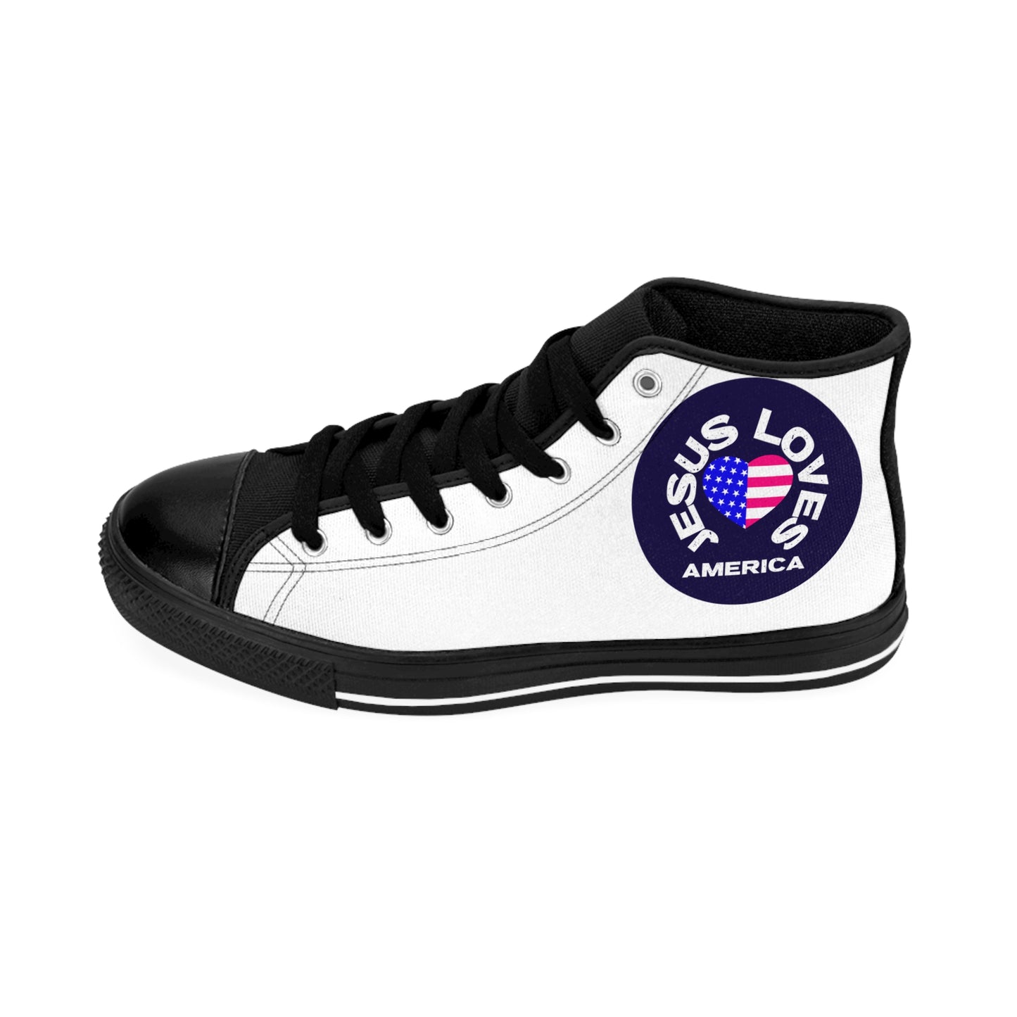 Jesus Loves America Classic Sneakers for Women | Stylish High-Top Shoes