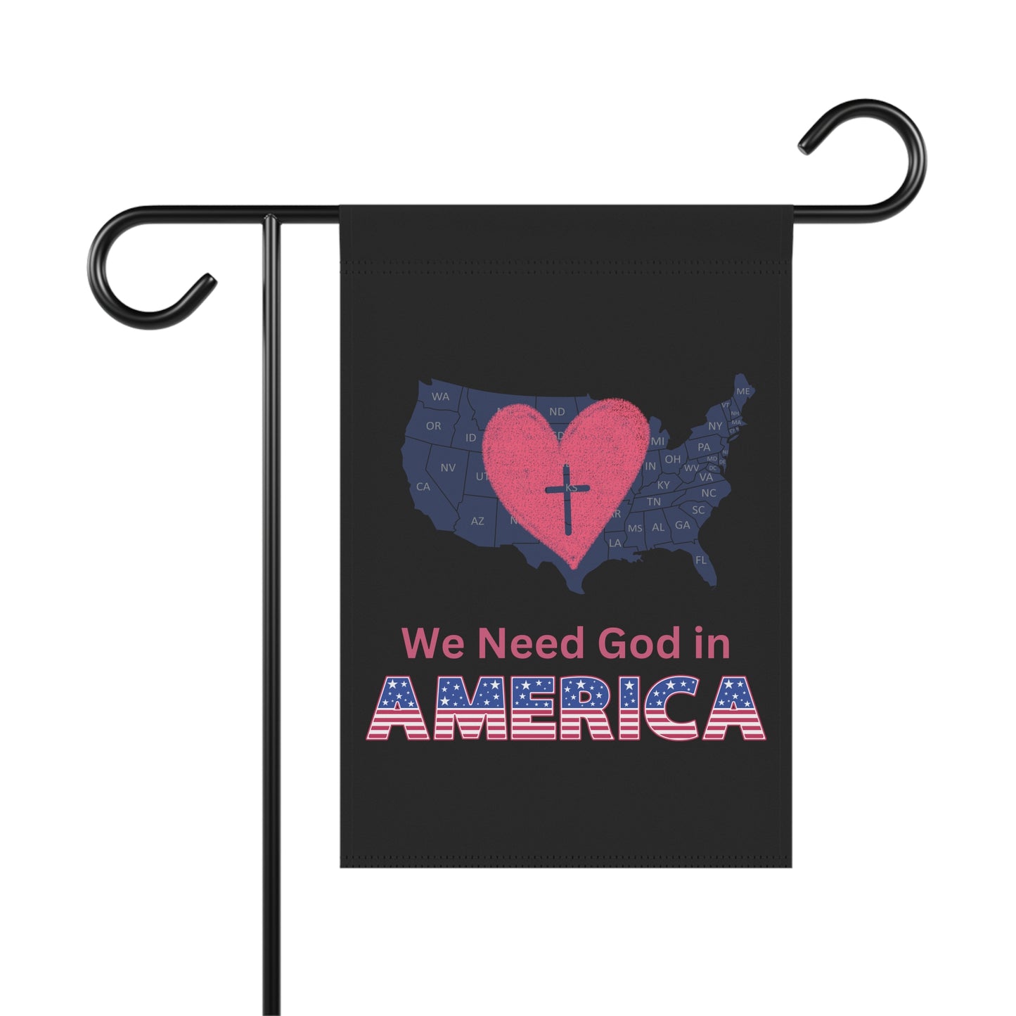 Patriotic Faith Garden Flag, Outdoor Decor, Christian Yard Banner, We Need God in America Sign, USA Love Banner, Home & Garden