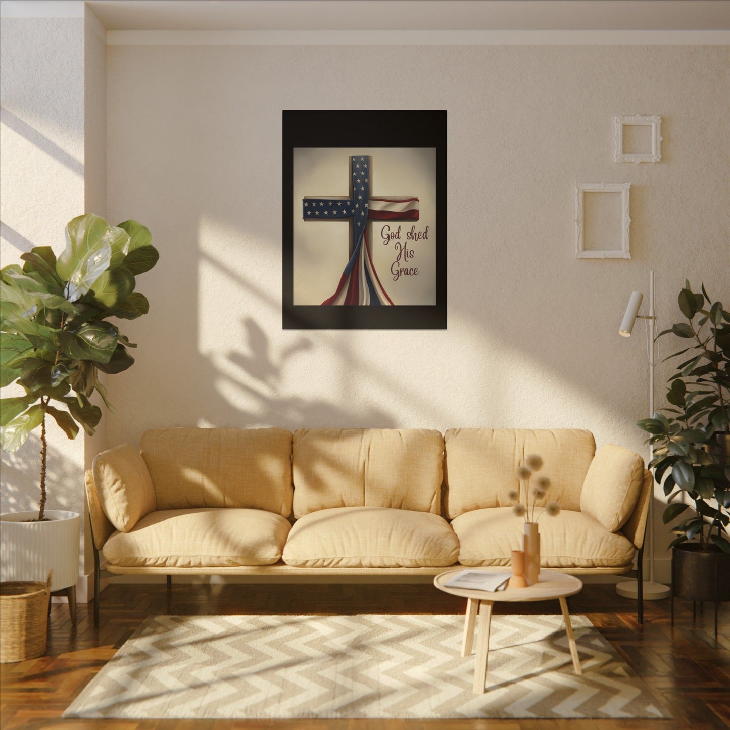 Inspirational Religious Canvas Art - 'God Shed His Grace' Wall Decor