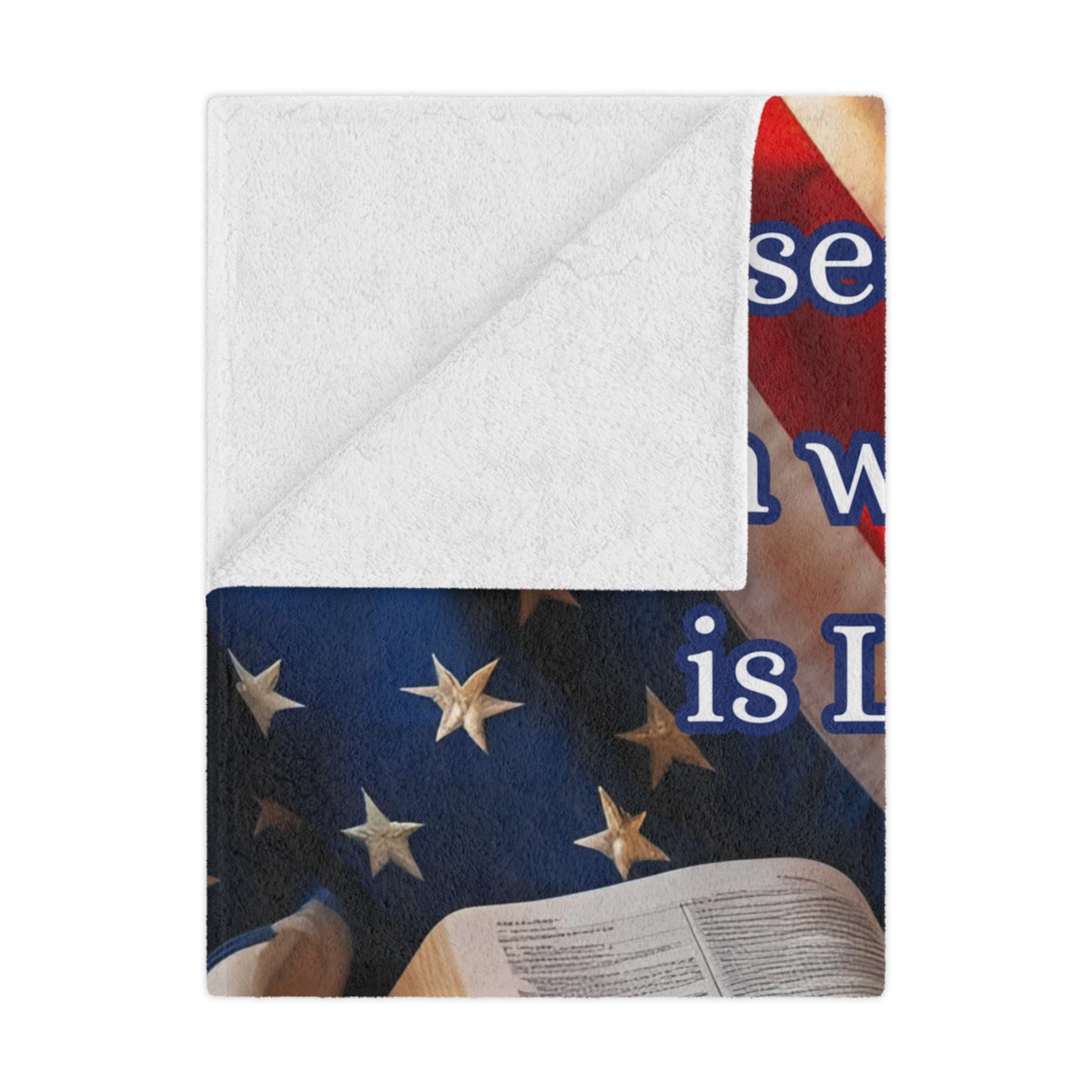 Patriotic Minky Blanket – "Blessed is the Nation Who's God is Lord"