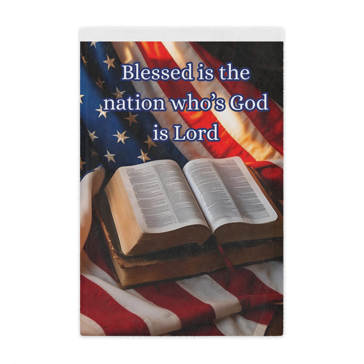 Patriotic Minky Blanket – "Blessed is the Nation Who's God is Lord"