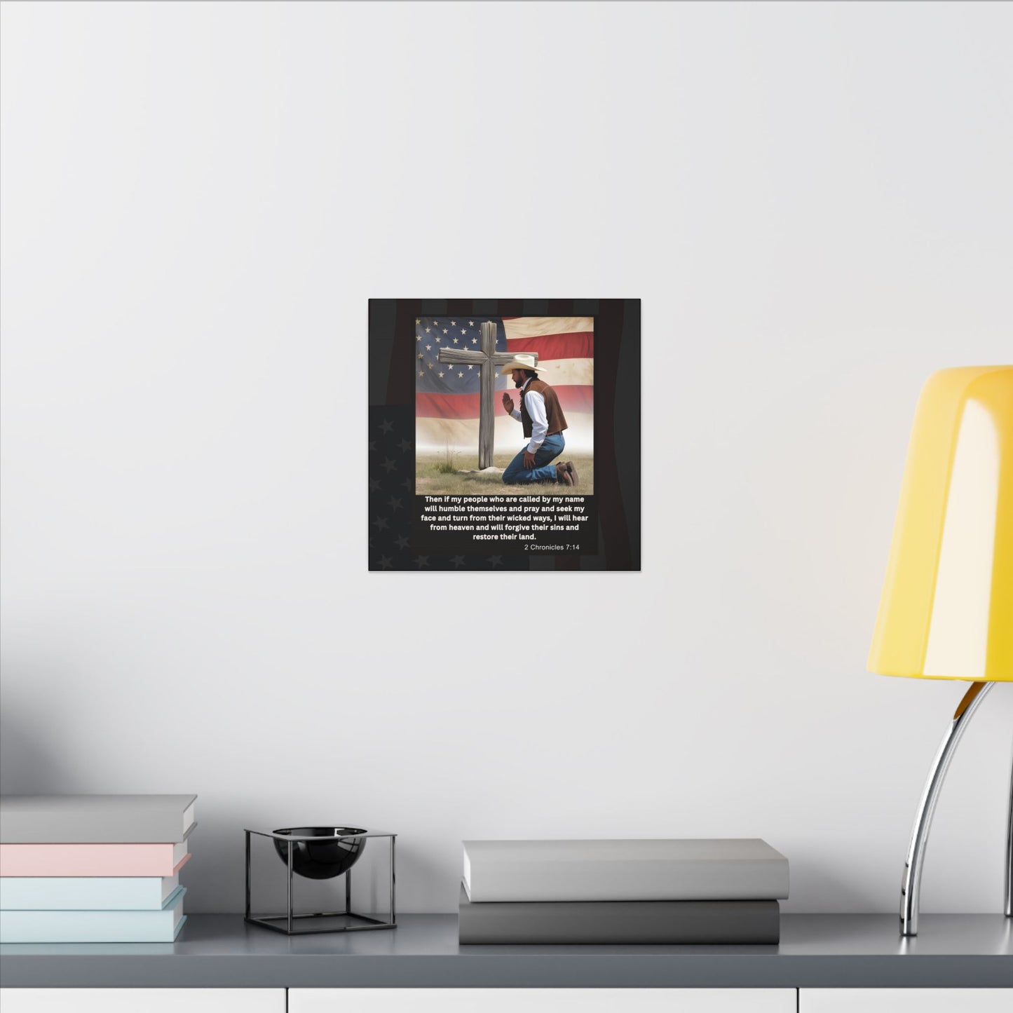 Patriotic Prayer Canvas Art, Inspirational Wall Decor, Christian Home Decor, Faith-Based Gift, Rustic Country Decor, 2 Chronicles 7:14
